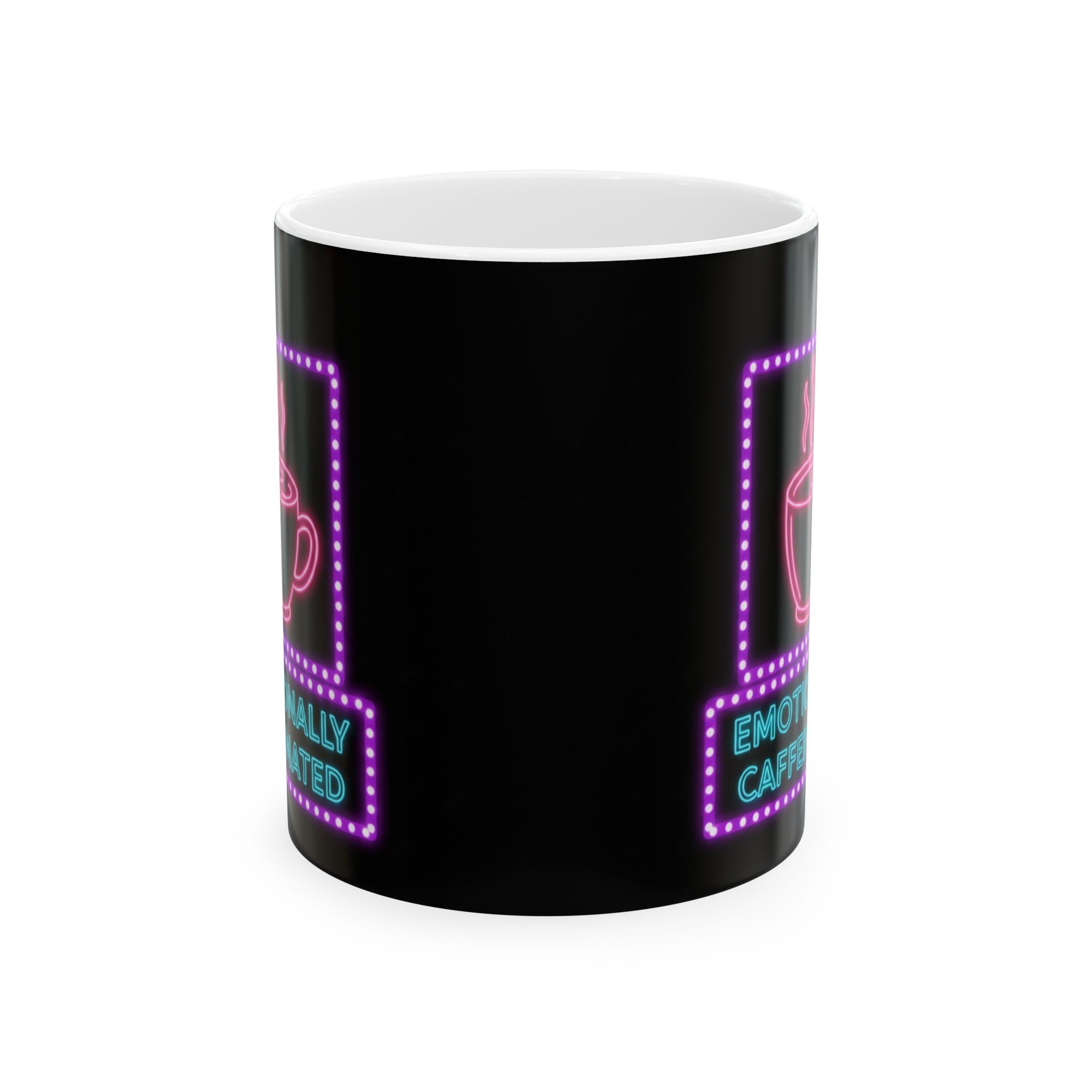 Neon 'Emotionally Caffeinated' Ceramic Mug (11oz & 15oz)