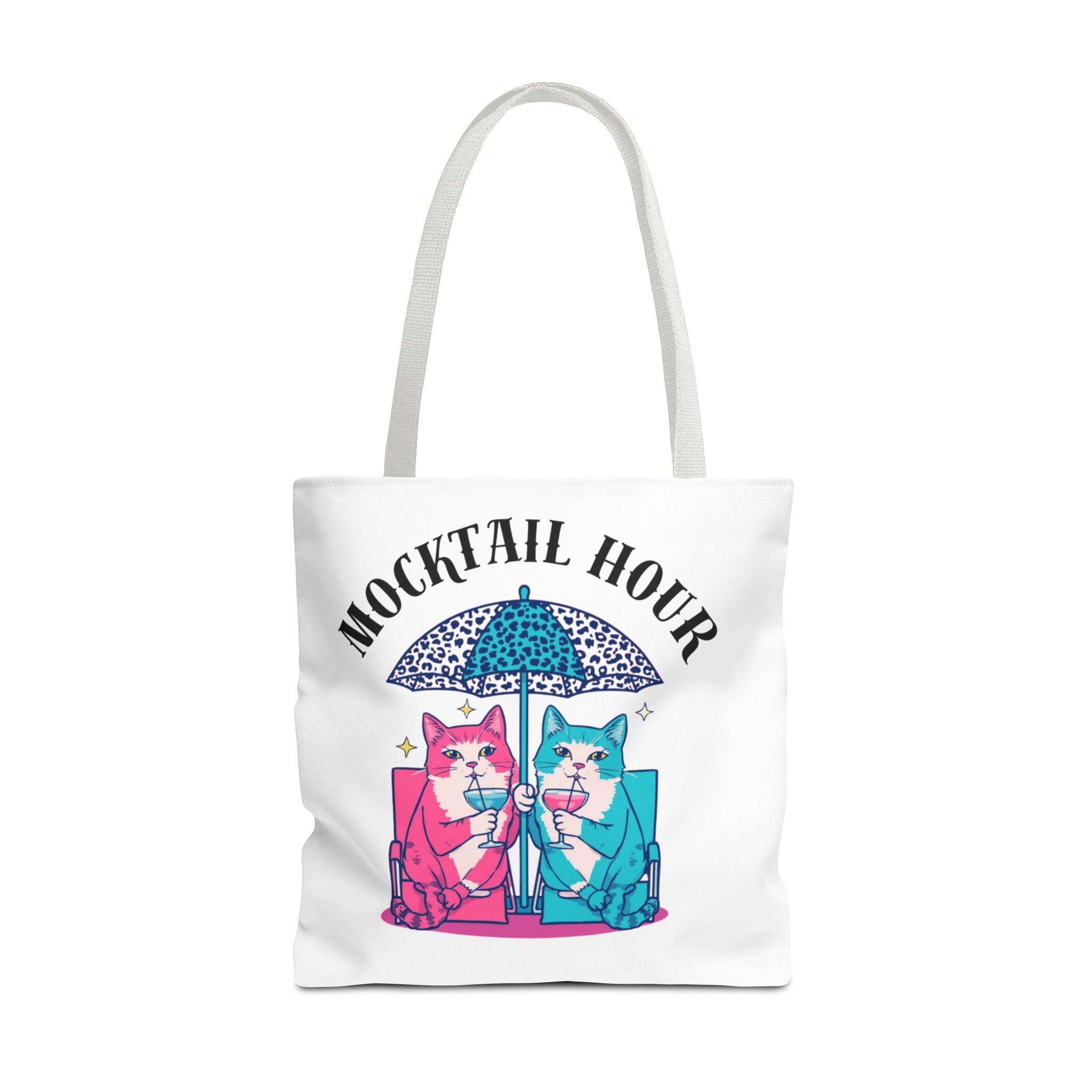 Mocktail Hour Tote Bag — Cute Cat Friends Beach Umbrella Design