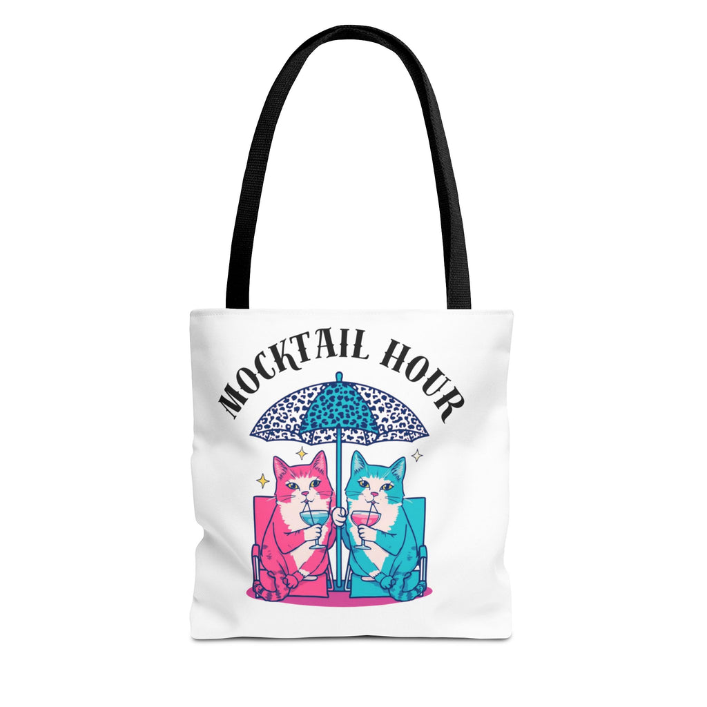 Mocktail Hour Tote Bag — Cute Cat Friends Beach Umbrella Design