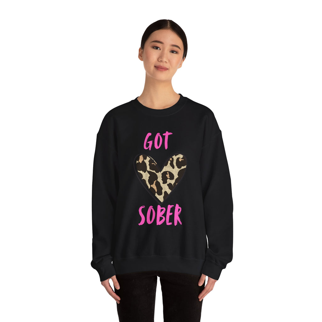 Got Sober Leopard Heart Sweatshirt