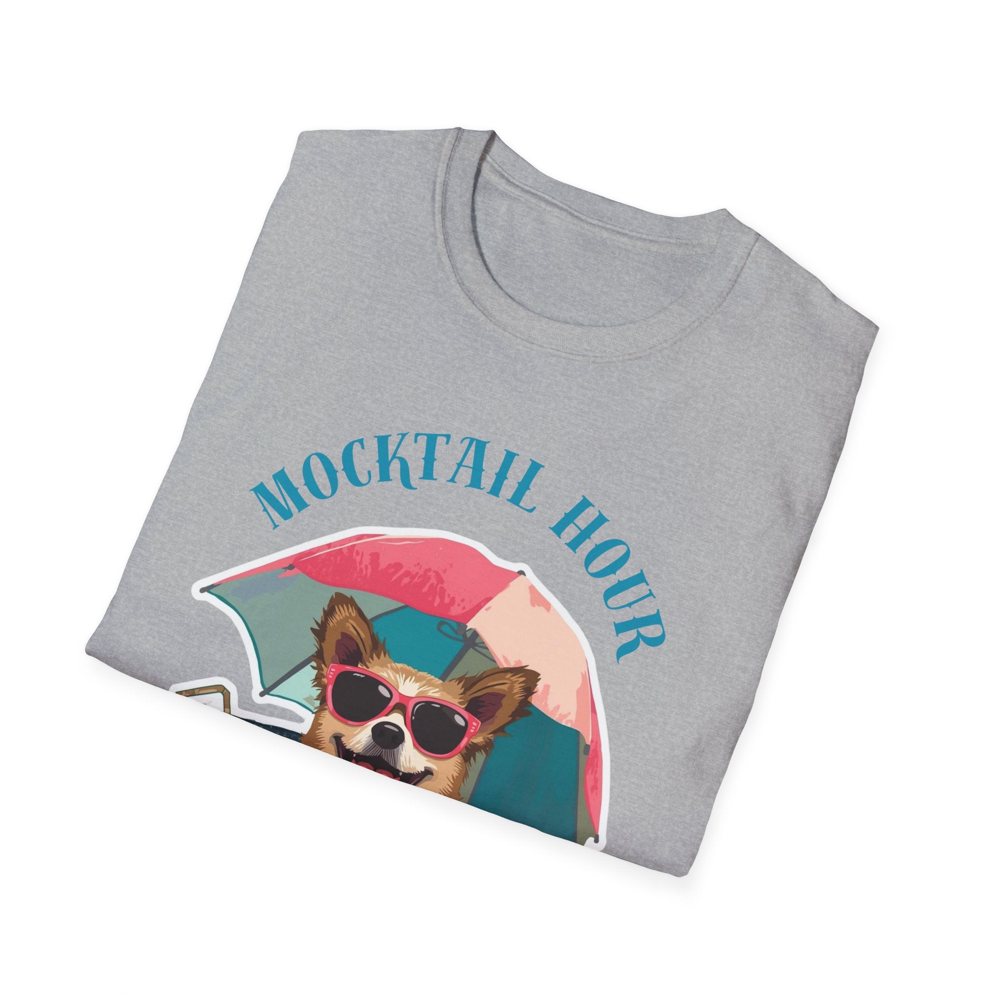Mocktail Hour PUPPY Tshirt— Cute Corgi Beach Graphic Crewneck