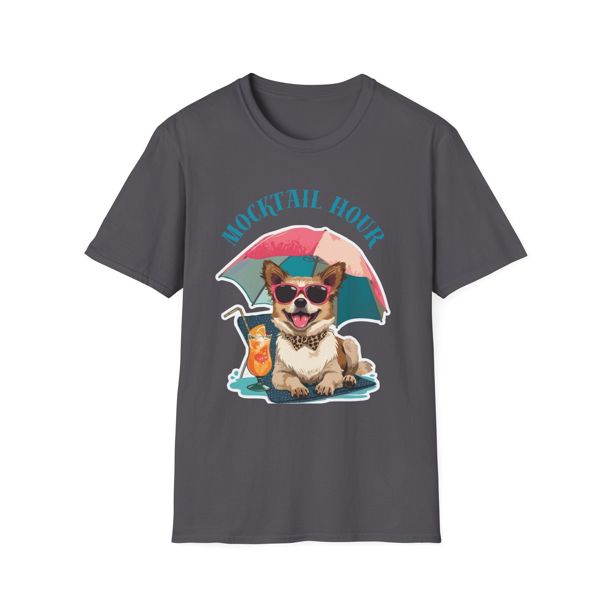 Mocktail Hour PUPPY Tshirt— Cute Corgi Beach Graphic Crewneck