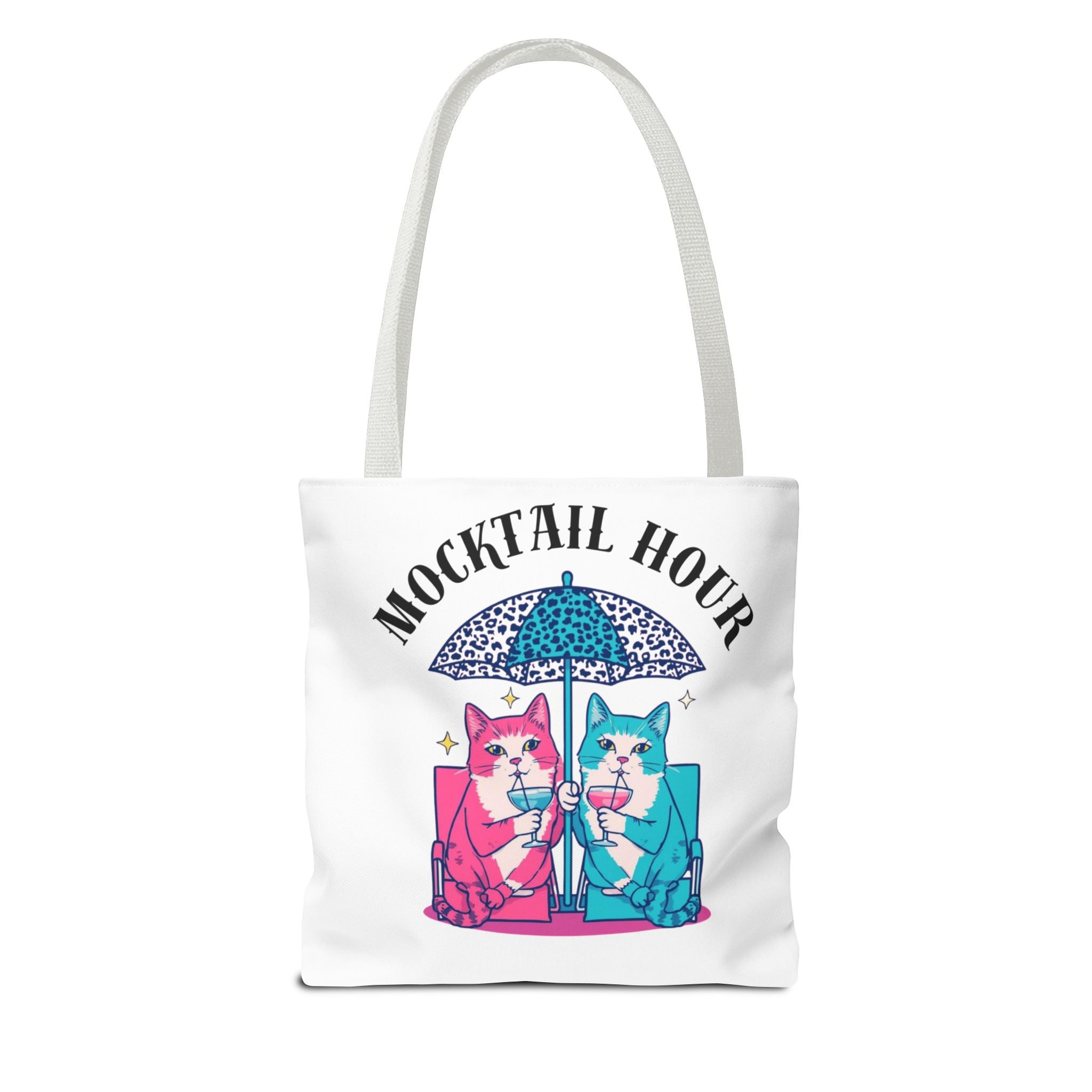 Mocktail Hour Tote Bag — Cute Cat Friends Beach Umbrella Design