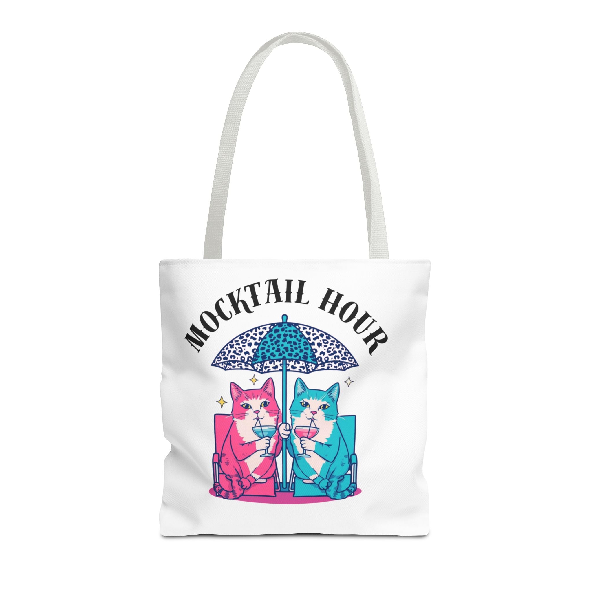 Mocktail Hour Tote Bag — Cute Cat Friends Beach Umbrella Design