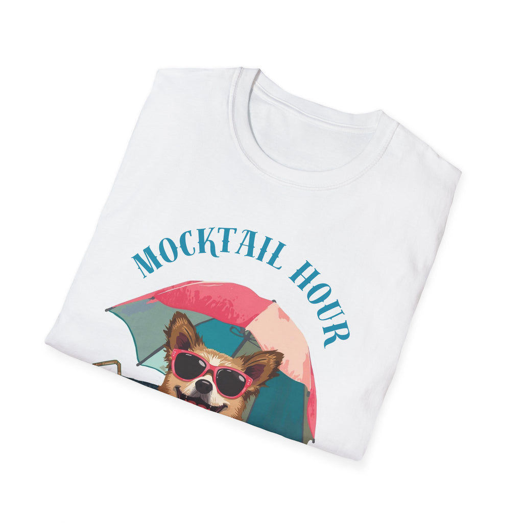 Mocktail Hour PUPPY Tshirt— Cute Corgi Beach Graphic Crewneck