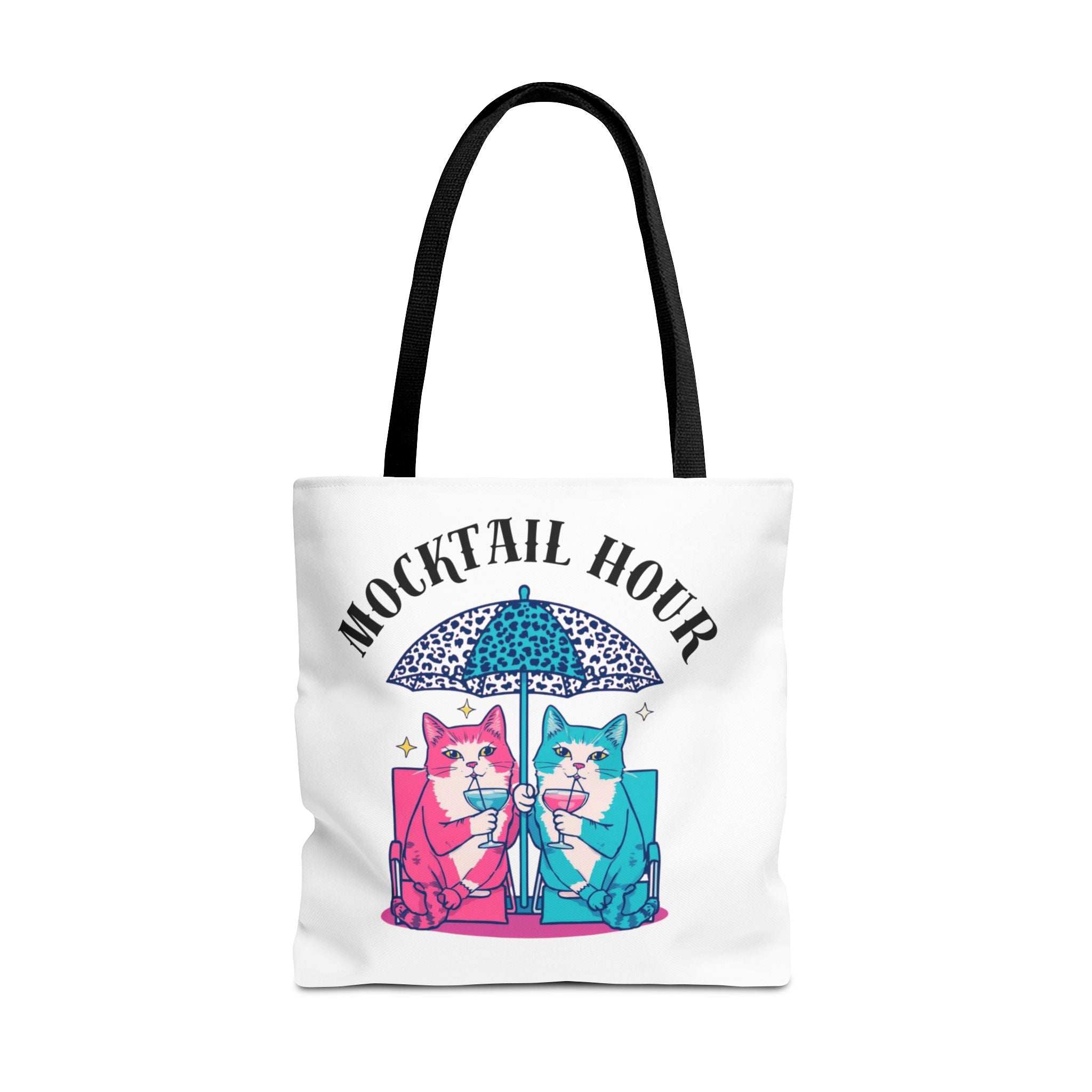 Mocktail Hour Tote Bag — Cute Cat Friends Beach Umbrella Design