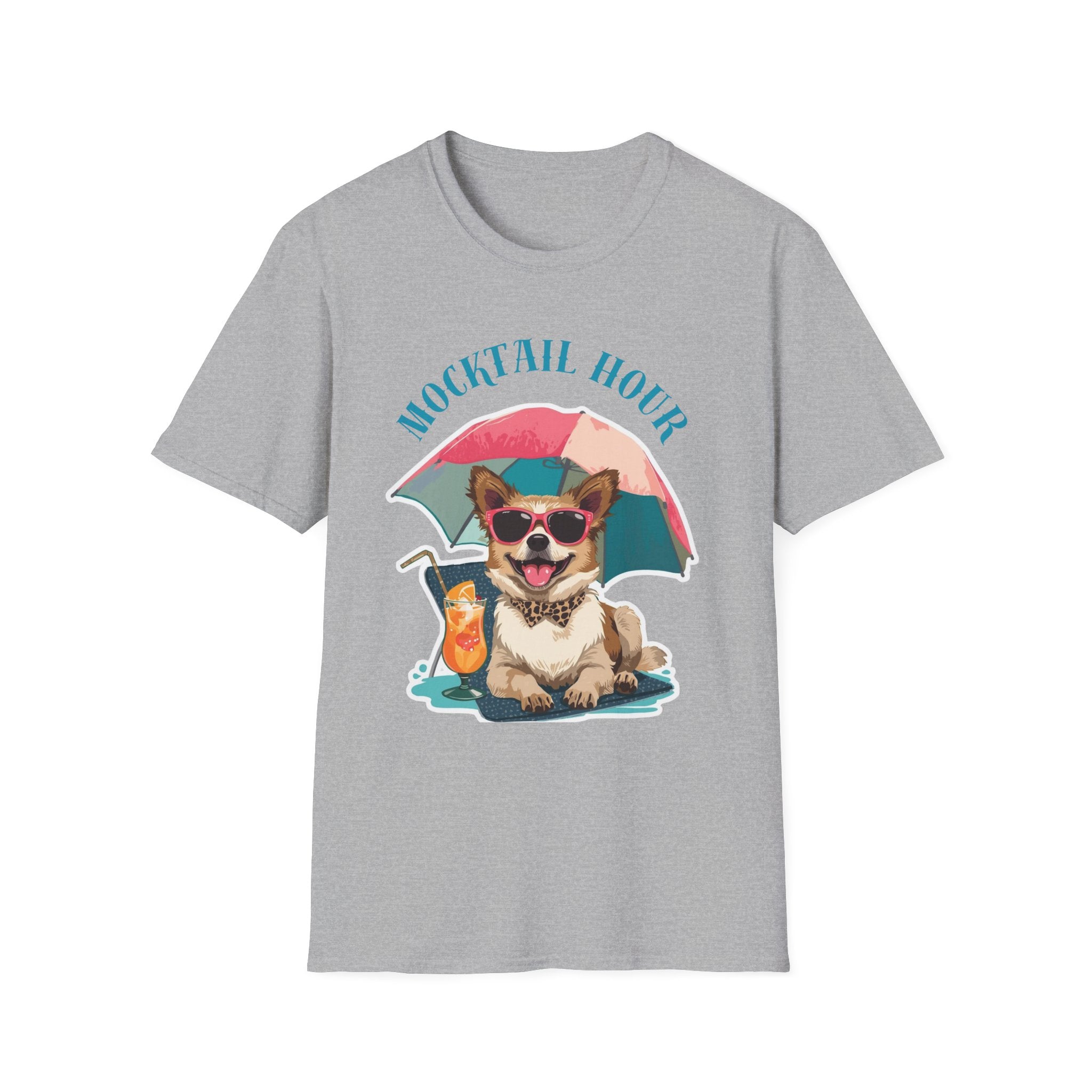 Mocktail Hour PUPPY Tshirt— Cute Corgi Beach Graphic Crewneck