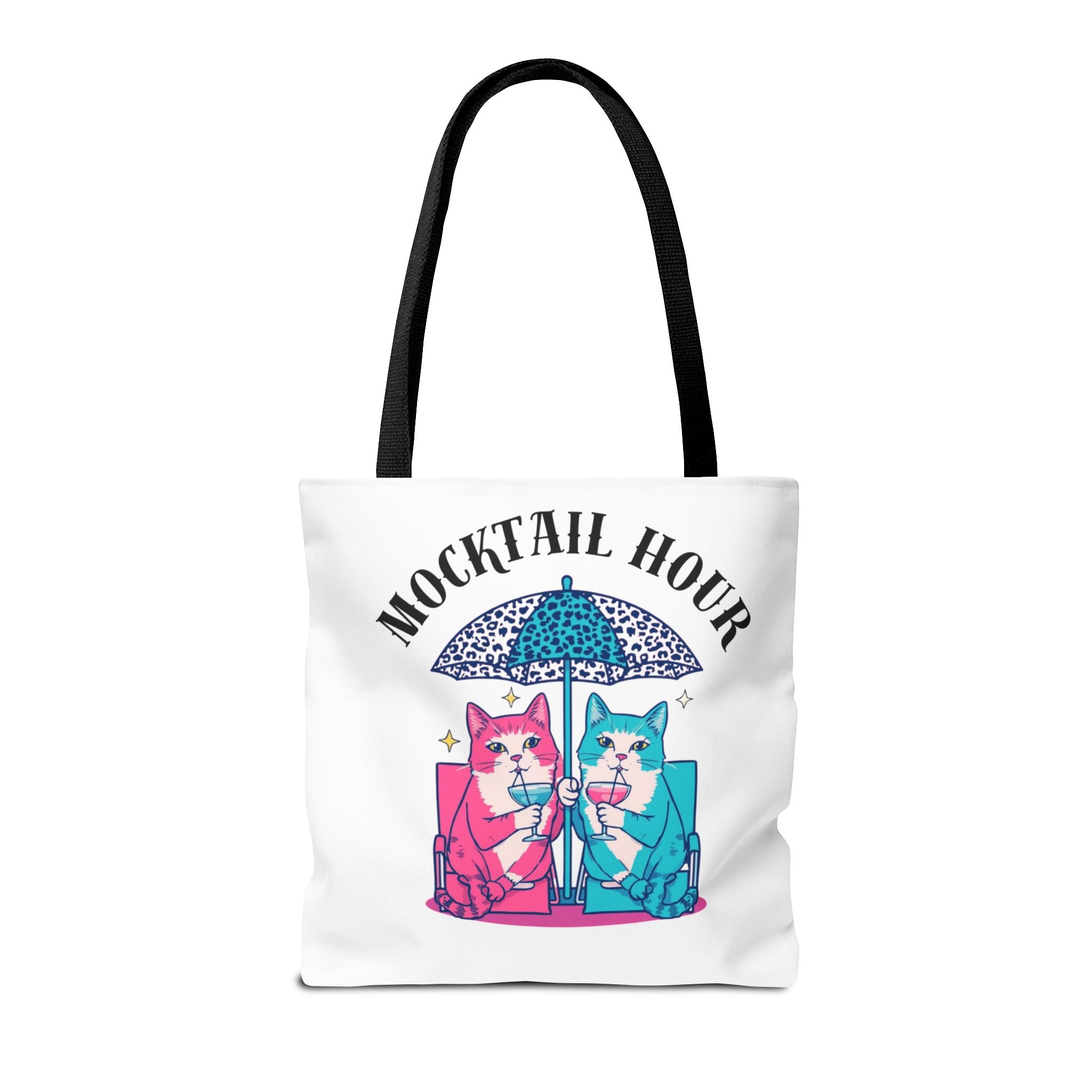 Mocktail Hour Tote Bag — Cute Cat Friends Beach Umbrella Design