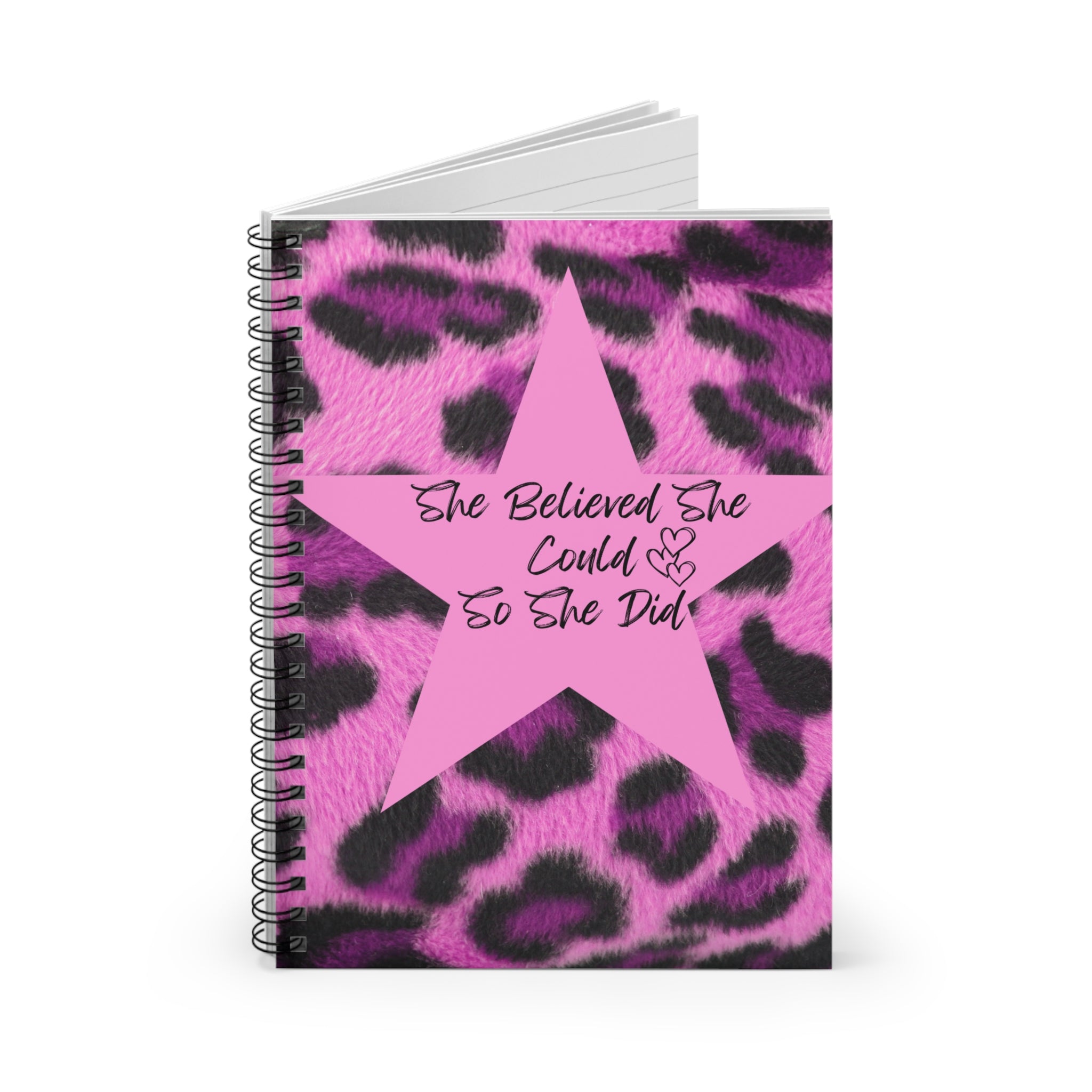 "She Believed She Could So She Did Pink Leopard Journal