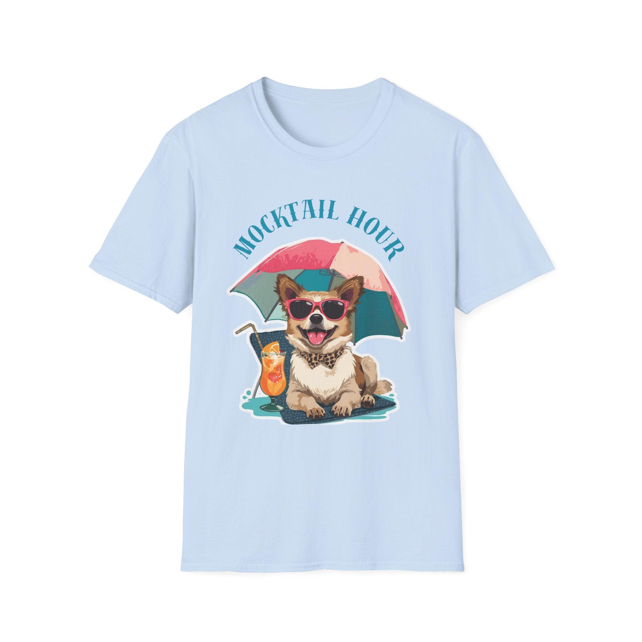 Mocktail Hour PUPPY Tshirt— Cute Corgi Beach Graphic Crewneck