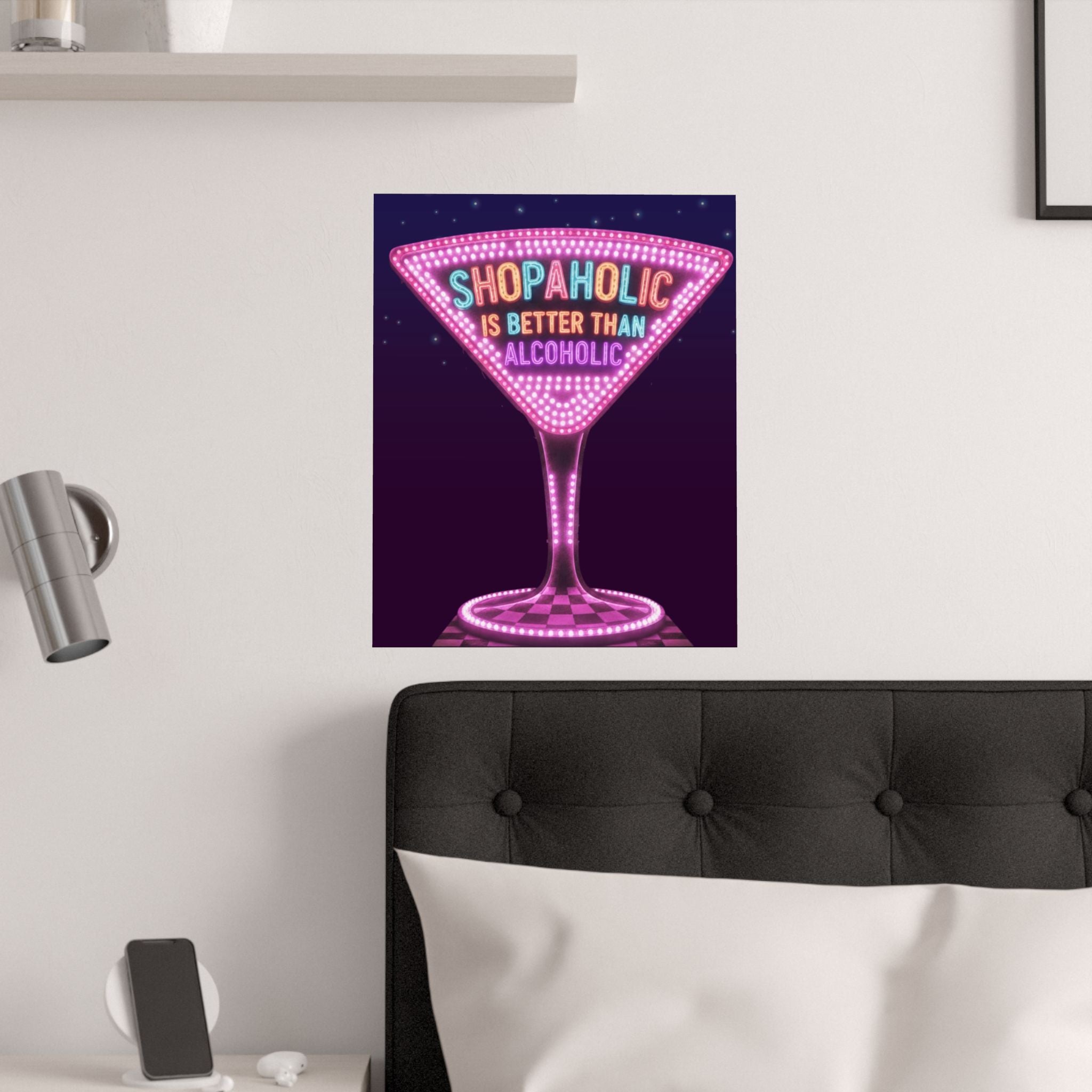 Shopaholic is Better than Alcoholic Satin Poster