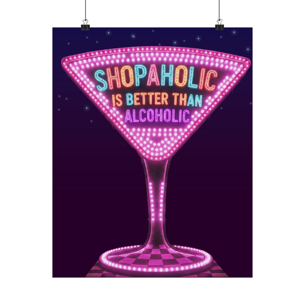 Shopaholic is Better than Alcoholic Satin Poster