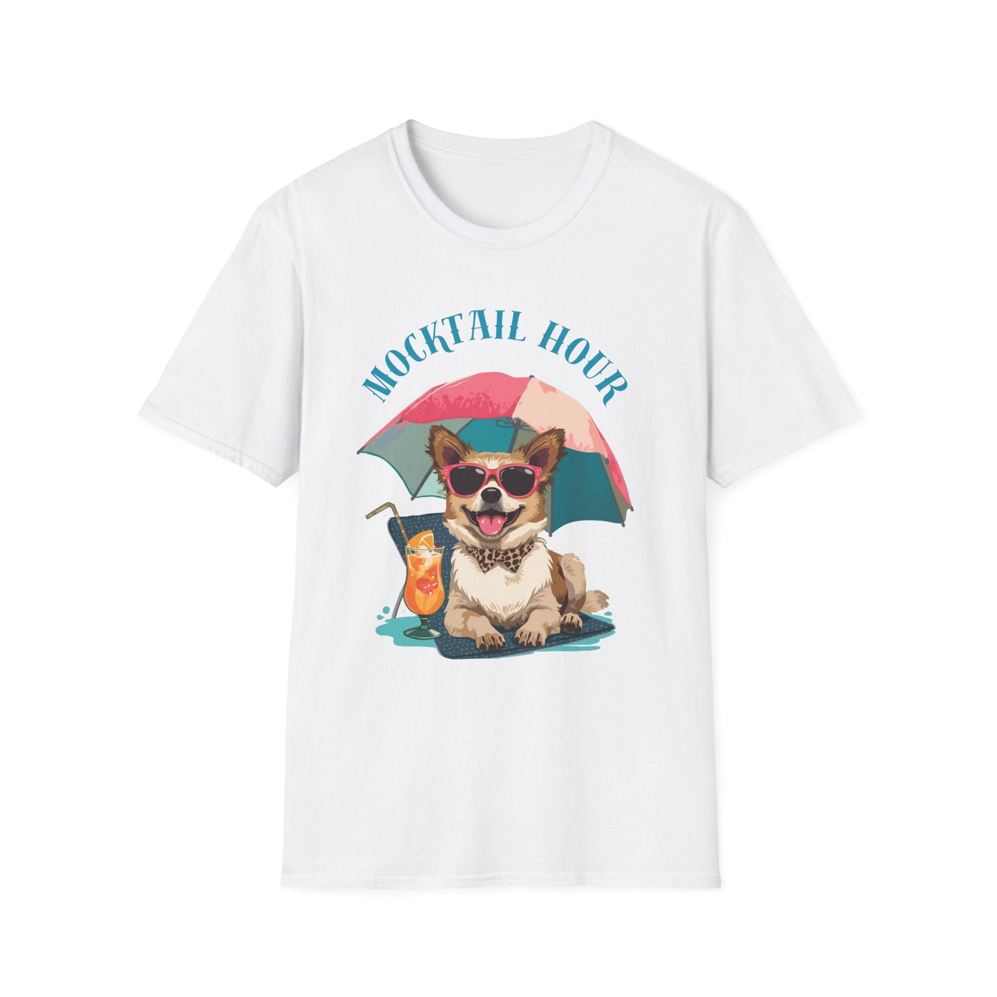 Mocktail Hour PUPPY Tshirt— Cute Corgi Beach Graphic Crewneck