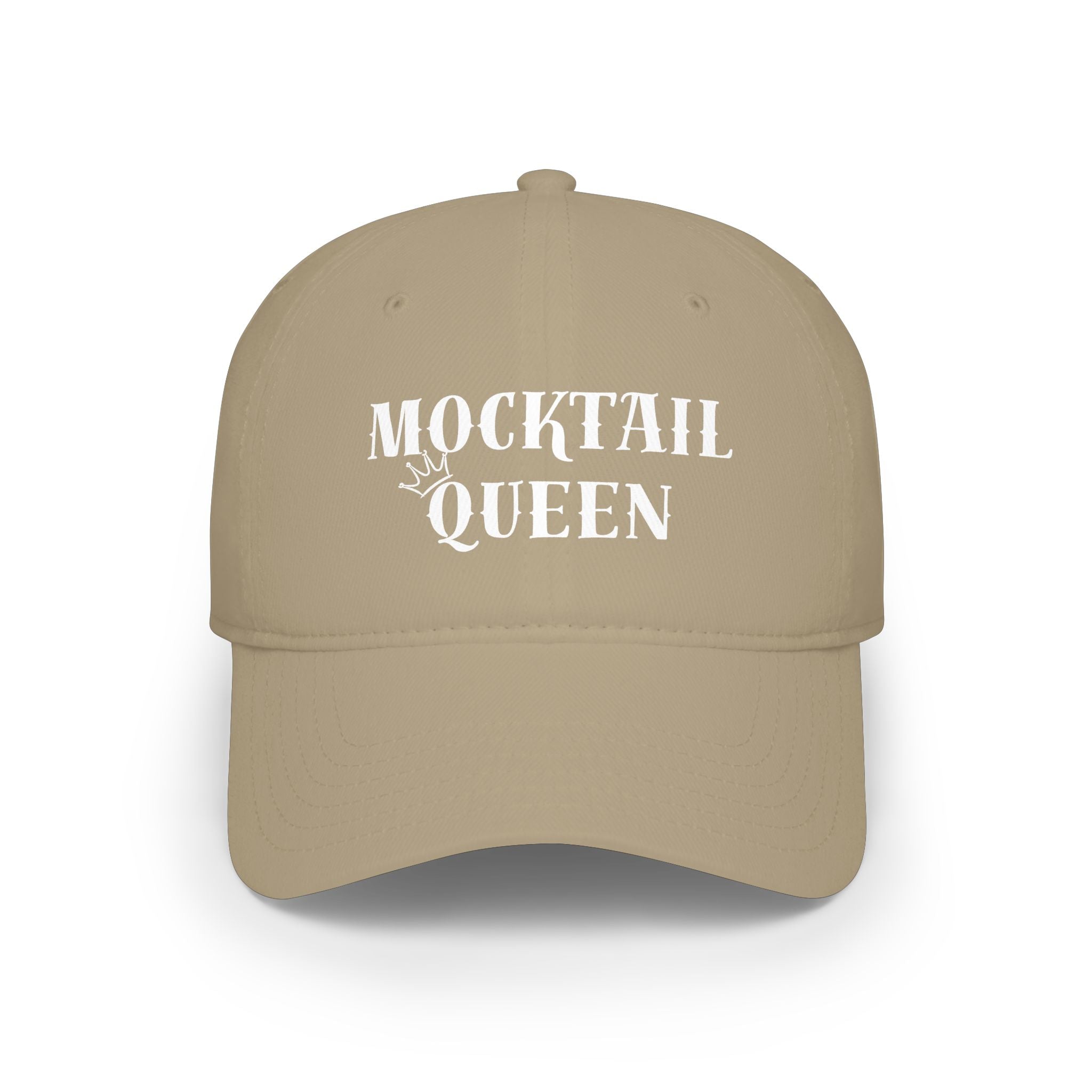 Mocktail Queen Cap — Embroidered Black Low Profile Baseball Hat.
