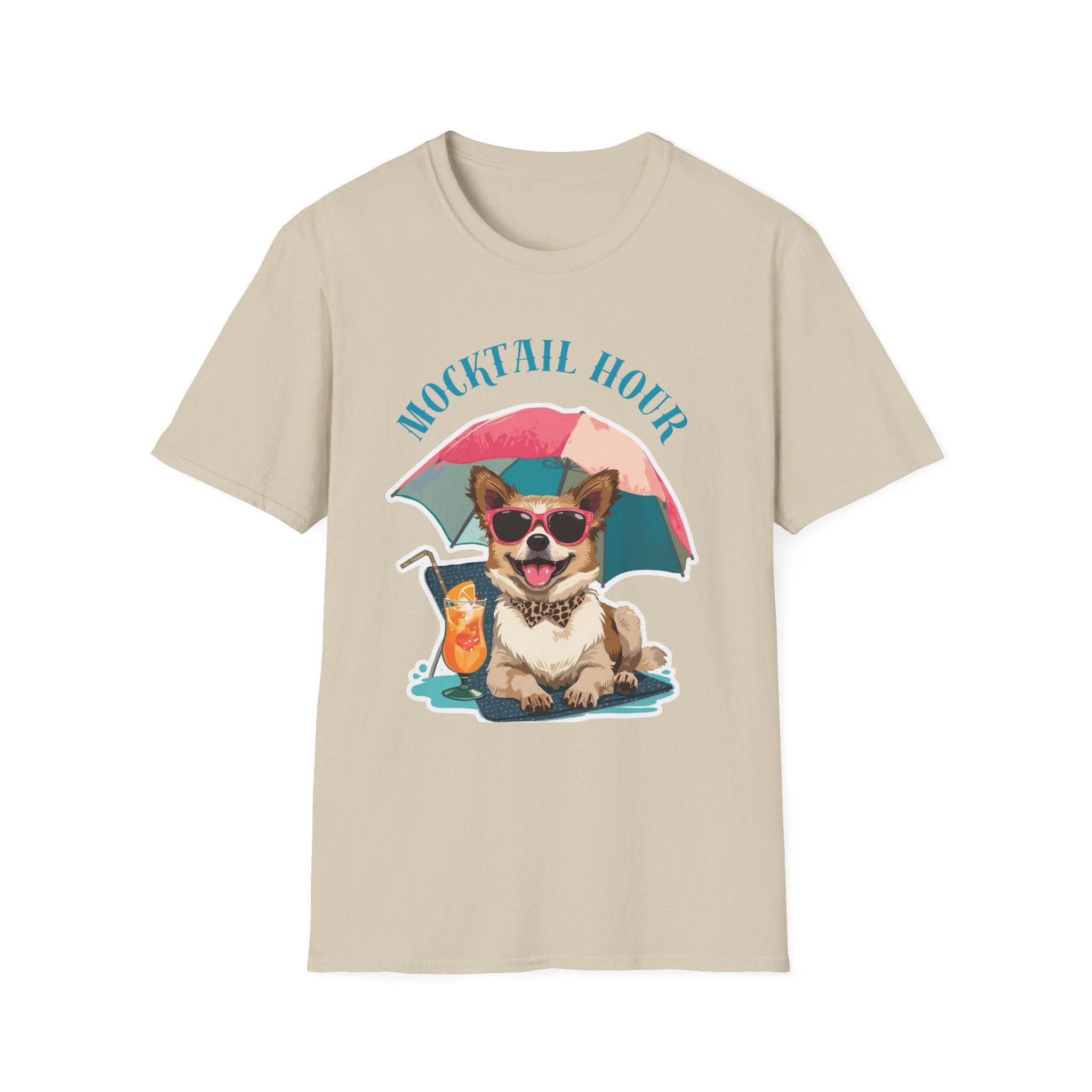 Mocktail Hour PUPPY Tshirt— Cute Corgi Beach Graphic Crewneck