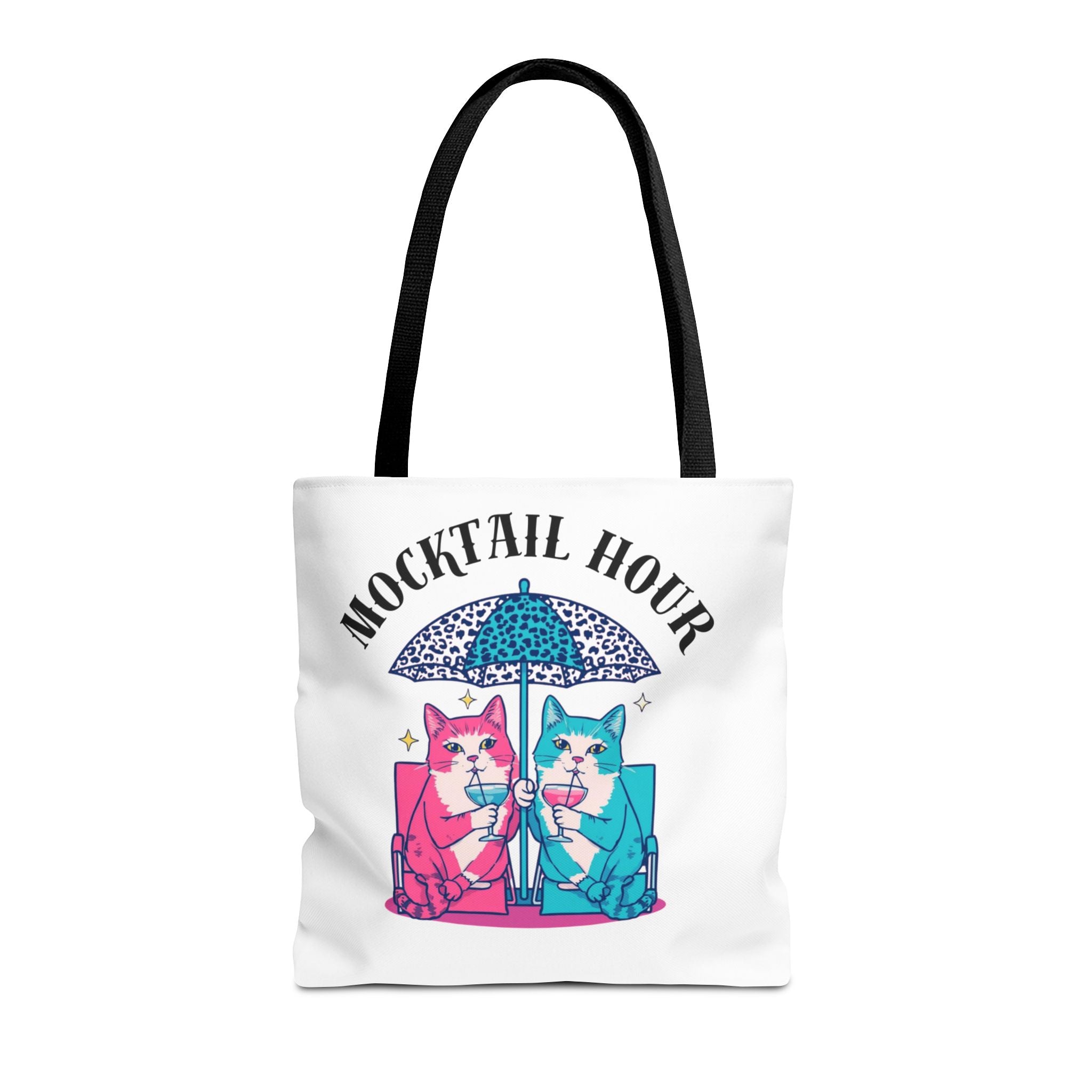 Mocktail Hour Tote Bag — Cute Cat Friends Beach Umbrella Design