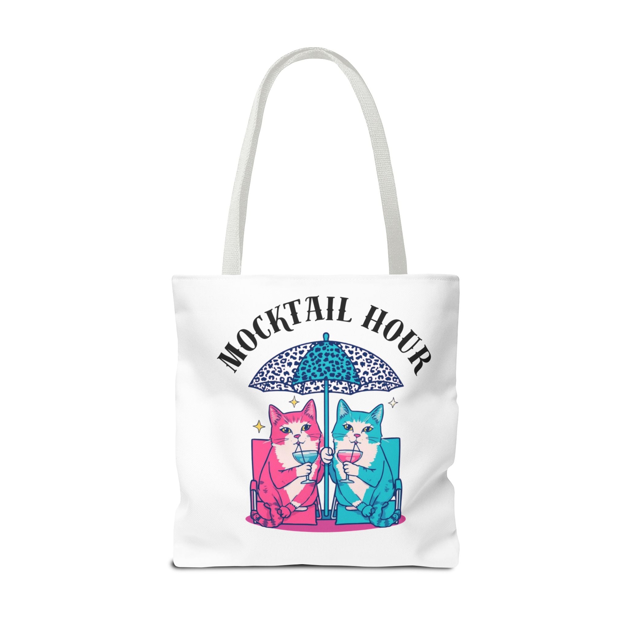Mocktail Hour Tote Bag — Cute Cat Friends Beach Umbrella Design