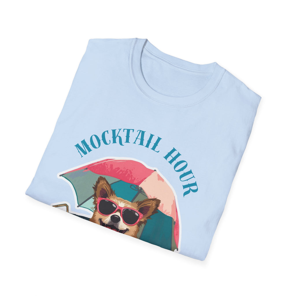 Mocktail Hour PUPPY Tshirt— Cute Corgi Beach Graphic Crewneck