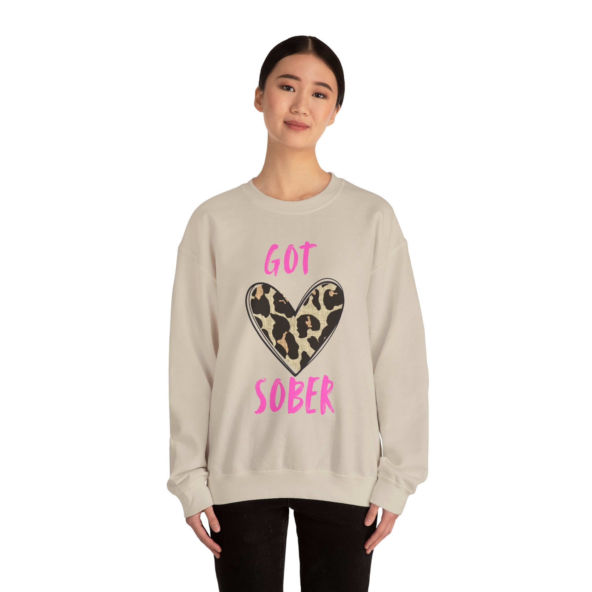 Got Sober Leopard Heart Sweatshirt