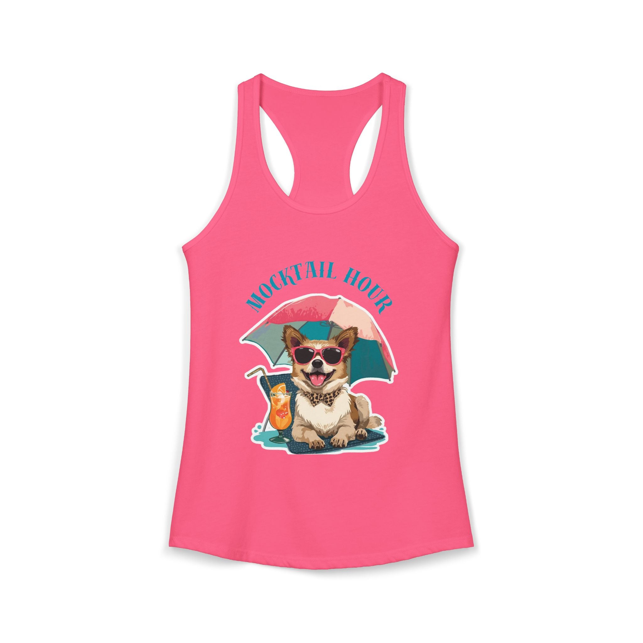 Mocktail Hour PUPPY Tank Racerbback — Cute Corgi Beach Graphic Crewneck