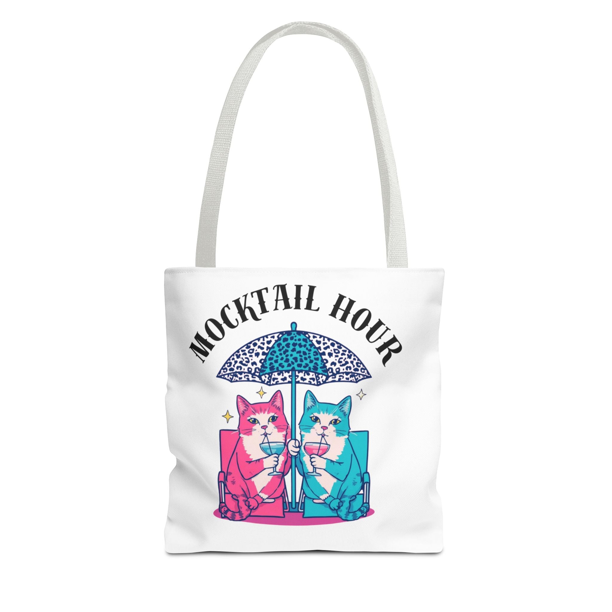 Mocktail Hour Tote Bag — Cute Cat Friends Beach Umbrella Design