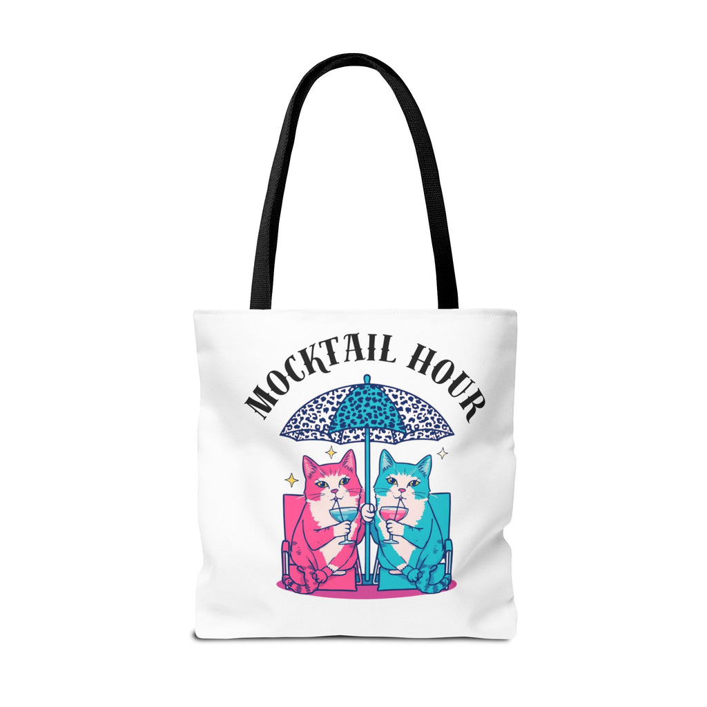 Mocktail Hour Tote Bag — Cute Cat Friends Beach Umbrella Design