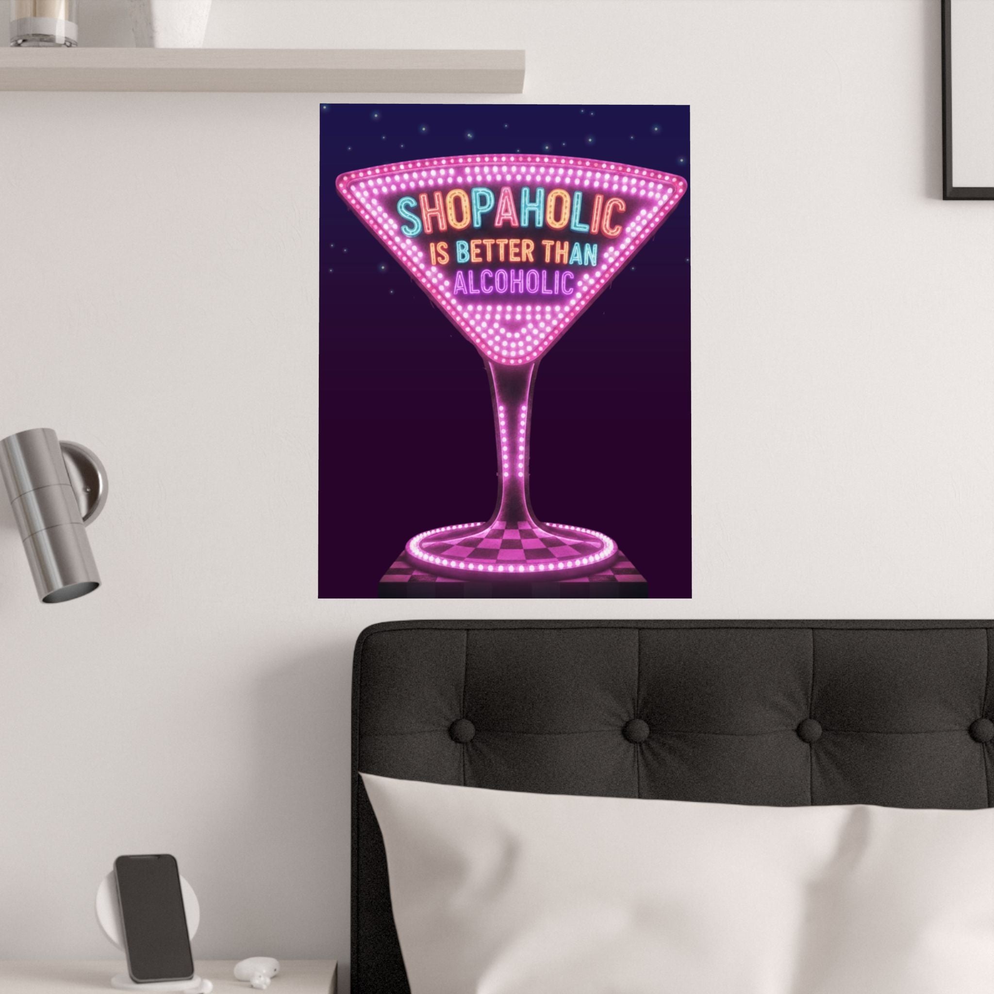Shopaholic is Better than Alcoholic Satin Poster