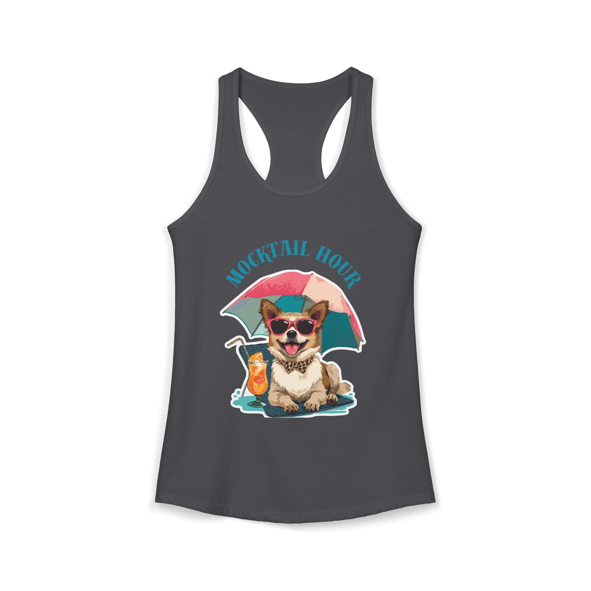 Mocktail Hour PUPPY Tank Racerbback — Cute Corgi Beach Graphic Crewneck