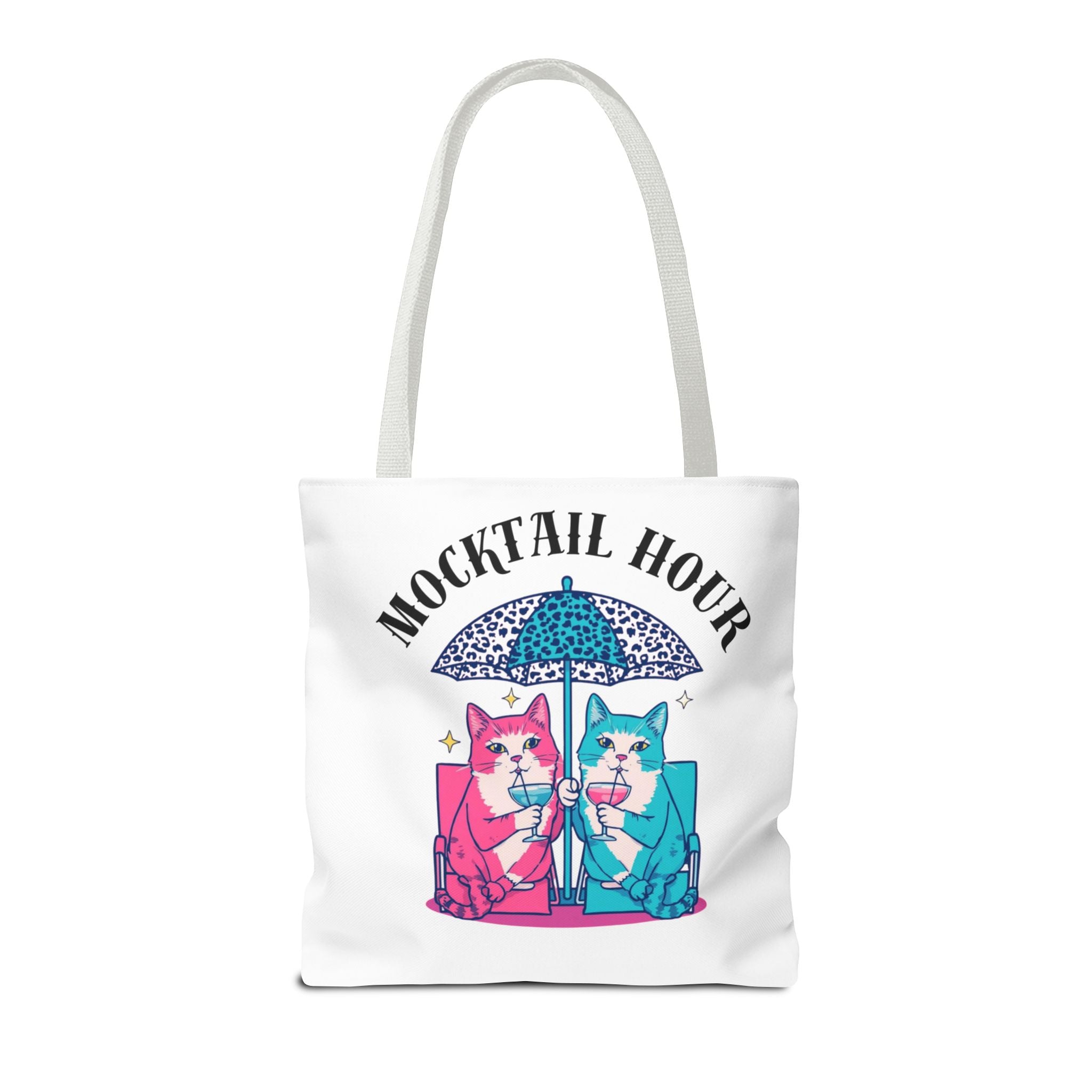 Mocktail Hour Tote Bag — Cute Cat Friends Beach Umbrella Design