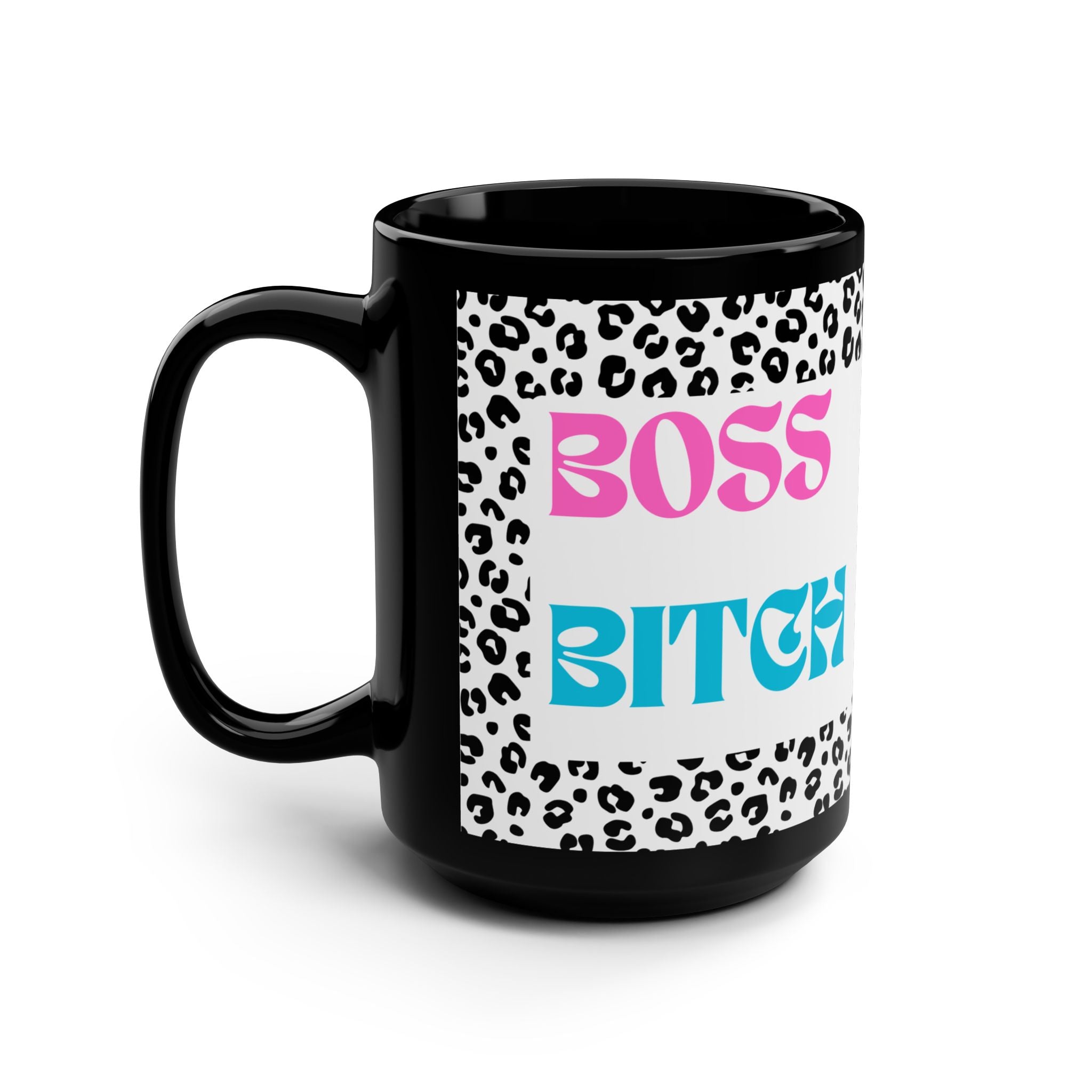 Boss Bitch Leopard Accent Black 15oz Mug