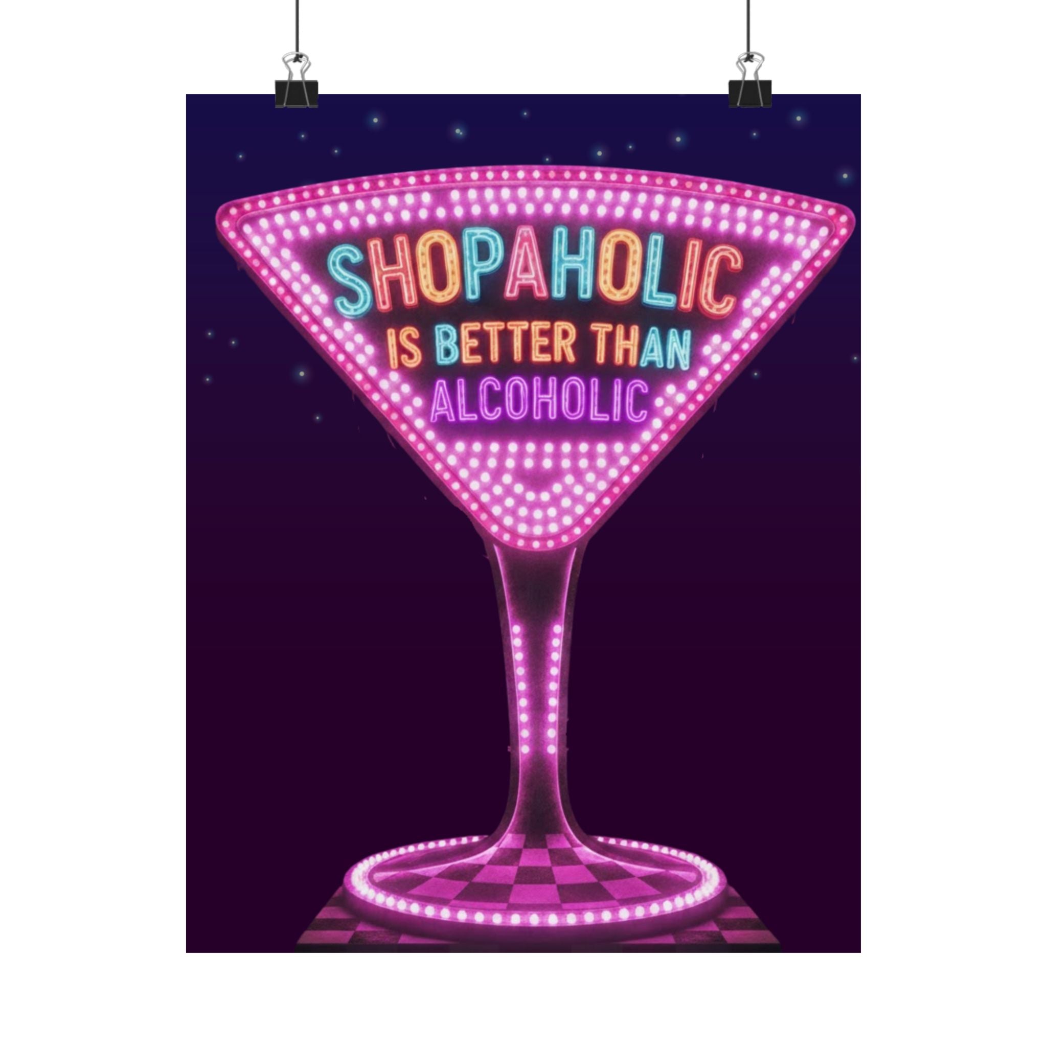 Shopaholic is Better than Alcoholic Satin Poster