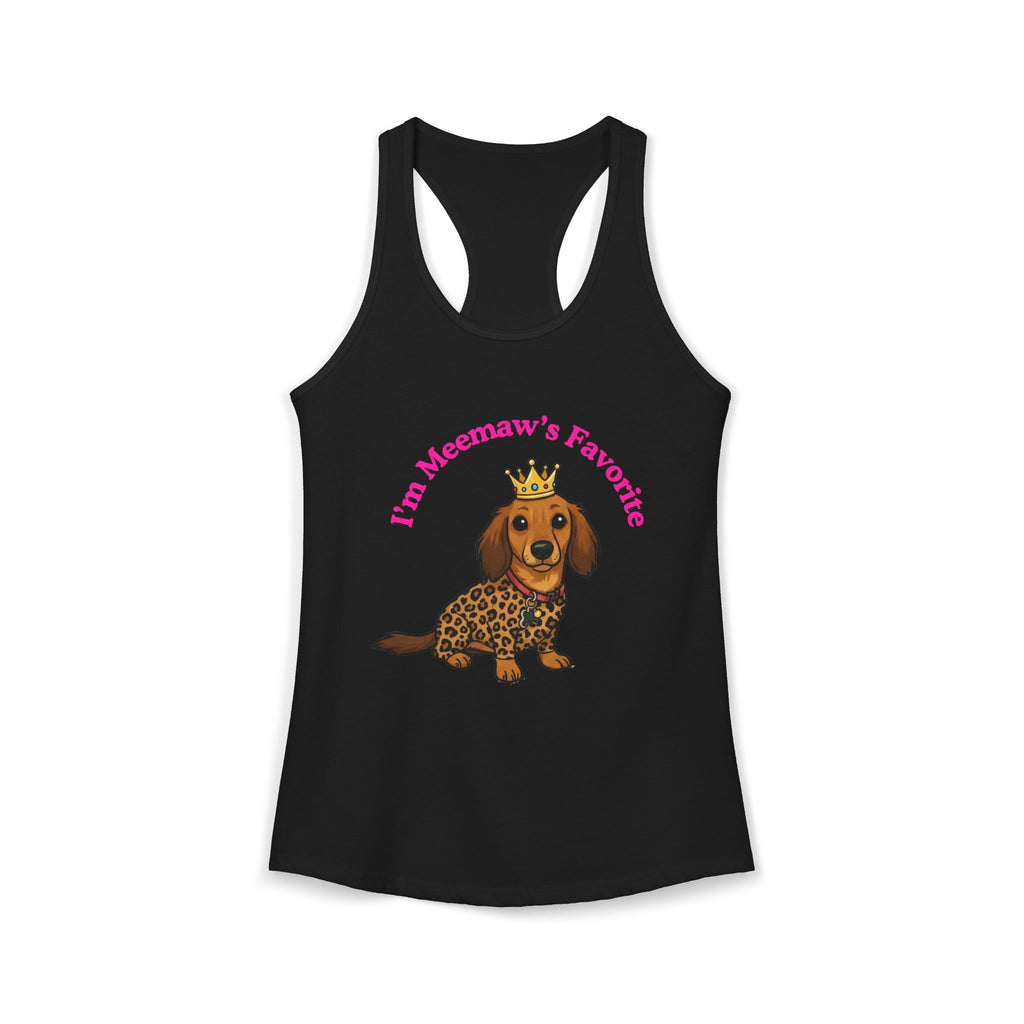 Meemaw’s Favorite Dachshund Leopard Crown Racerback Tanktop for women