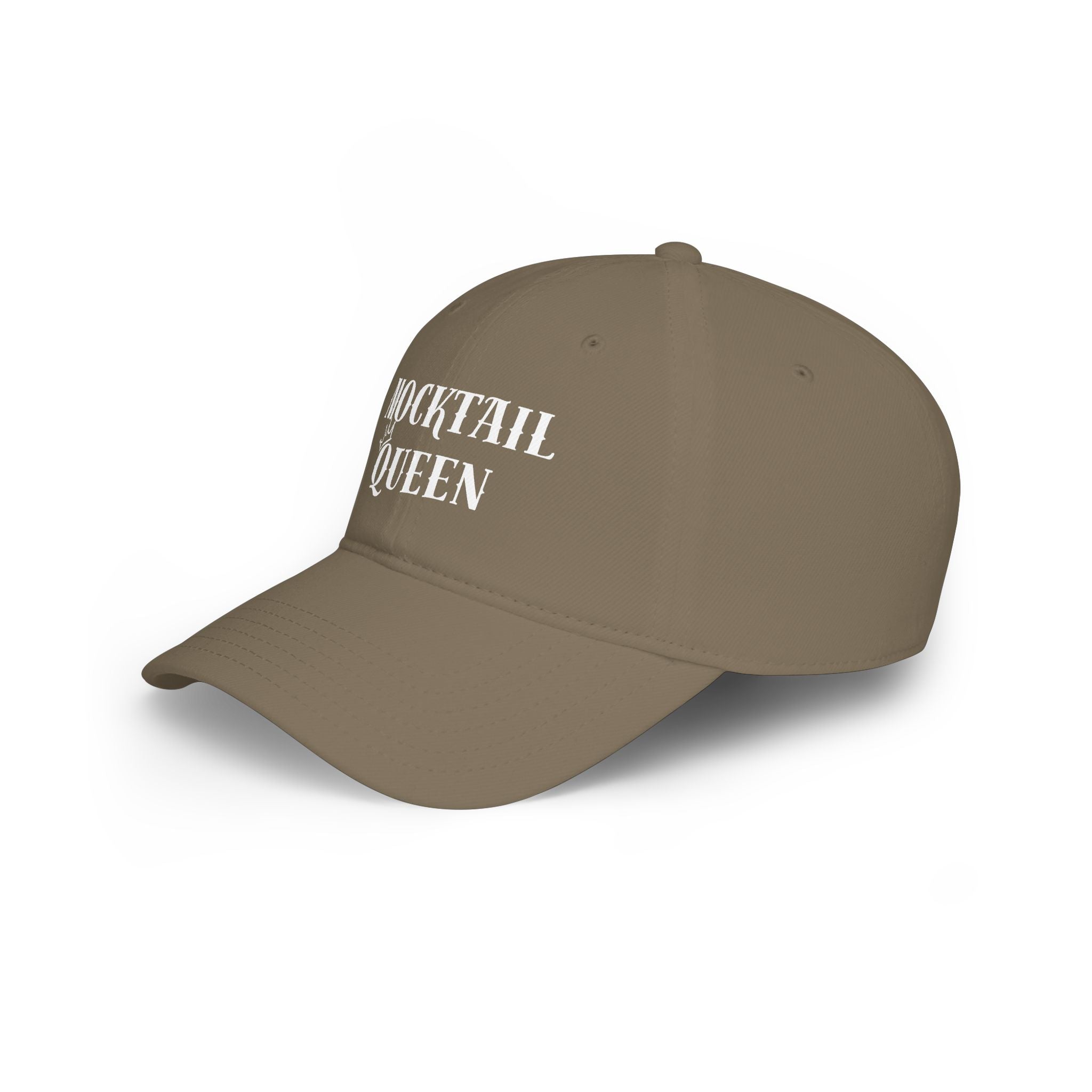 Mocktail Queen Cap — Embroidered Black Low Profile Baseball Hat.
