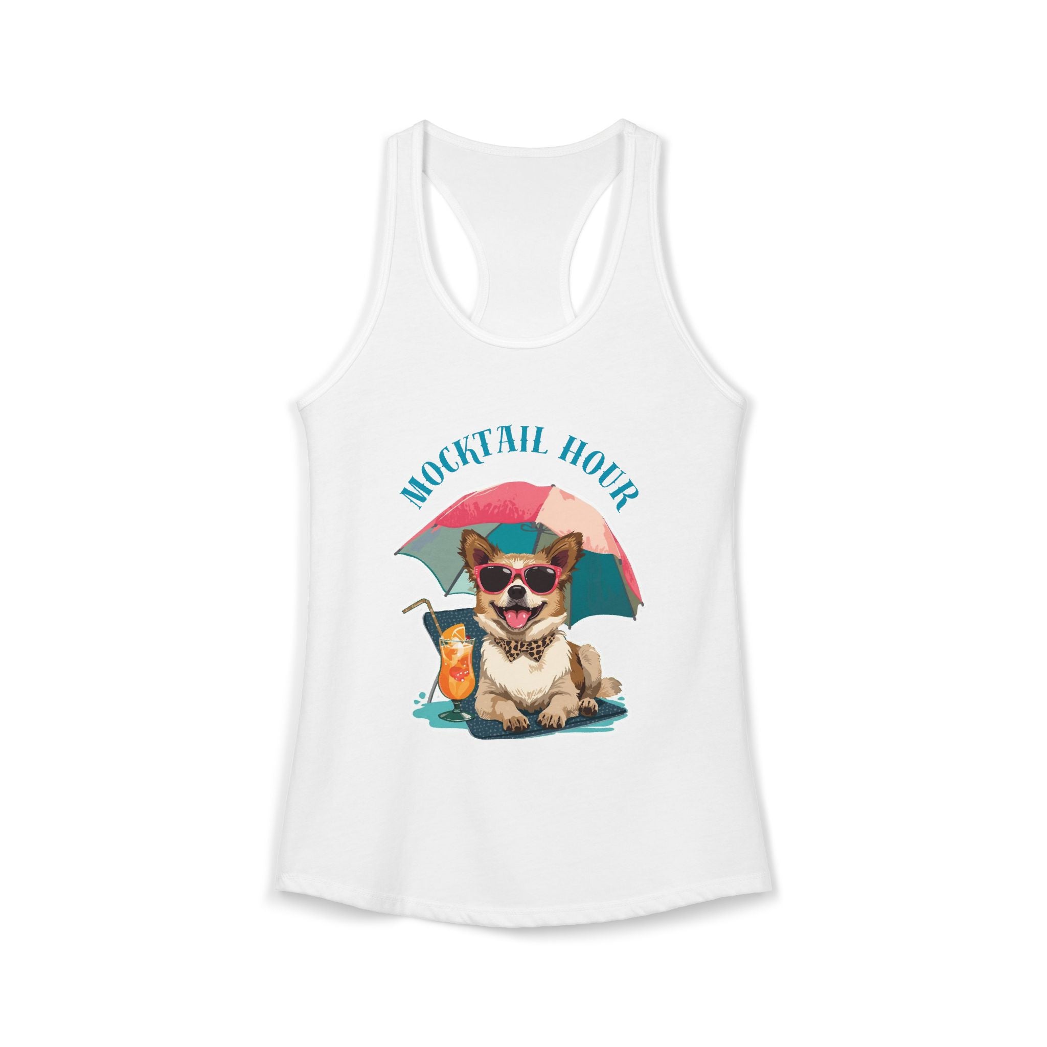 Mocktail Hour PUPPY Tank Racerbback — Cute Corgi Beach Graphic Crewneck
