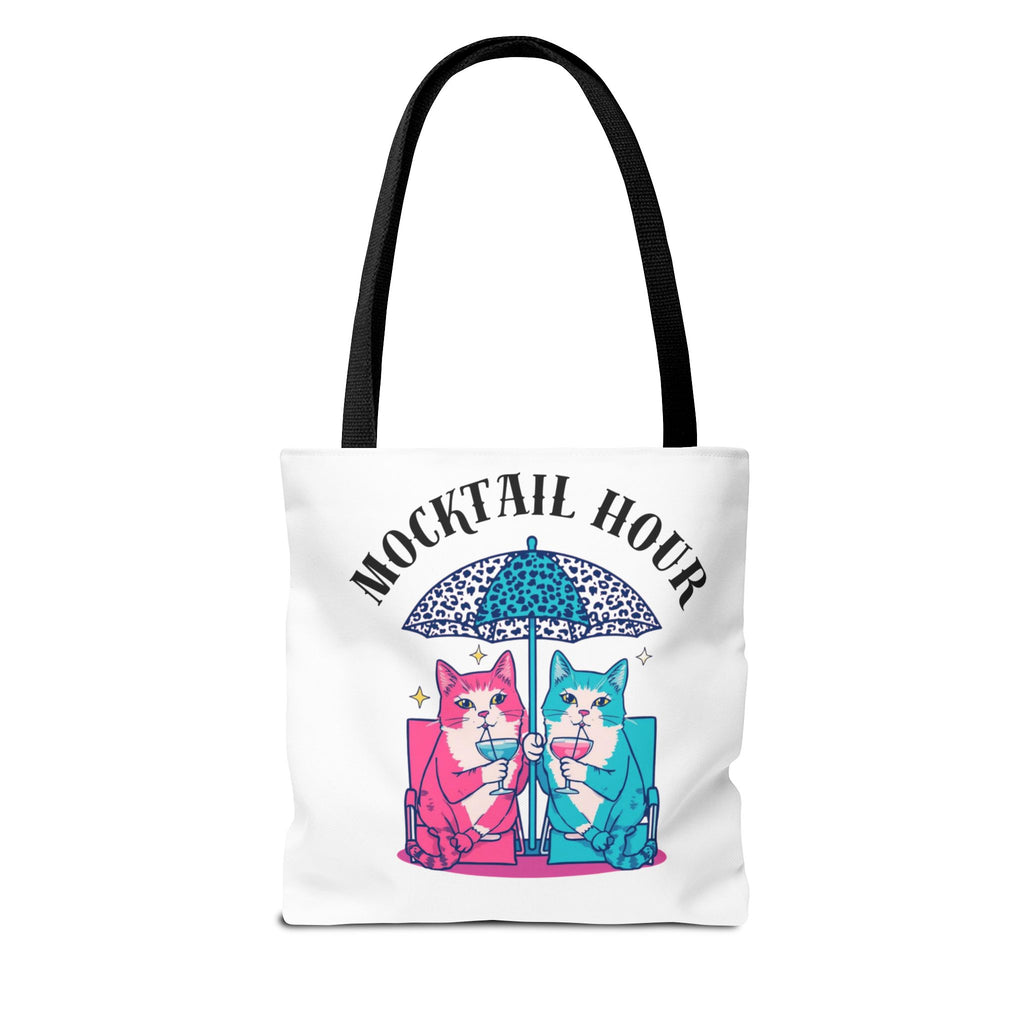 Mocktail Hour Tote Bag — Cute Cat Friends Beach Umbrella Design