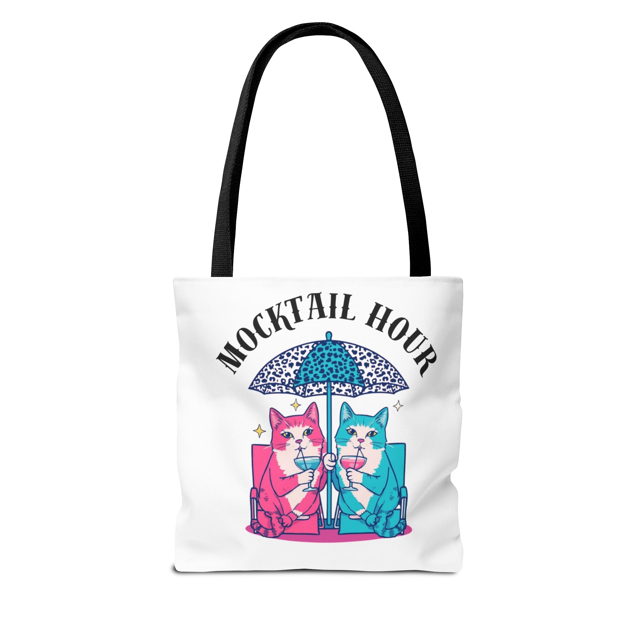 Mocktail Hour Tote Bag — Cute Cat Friends Beach Umbrella Design
