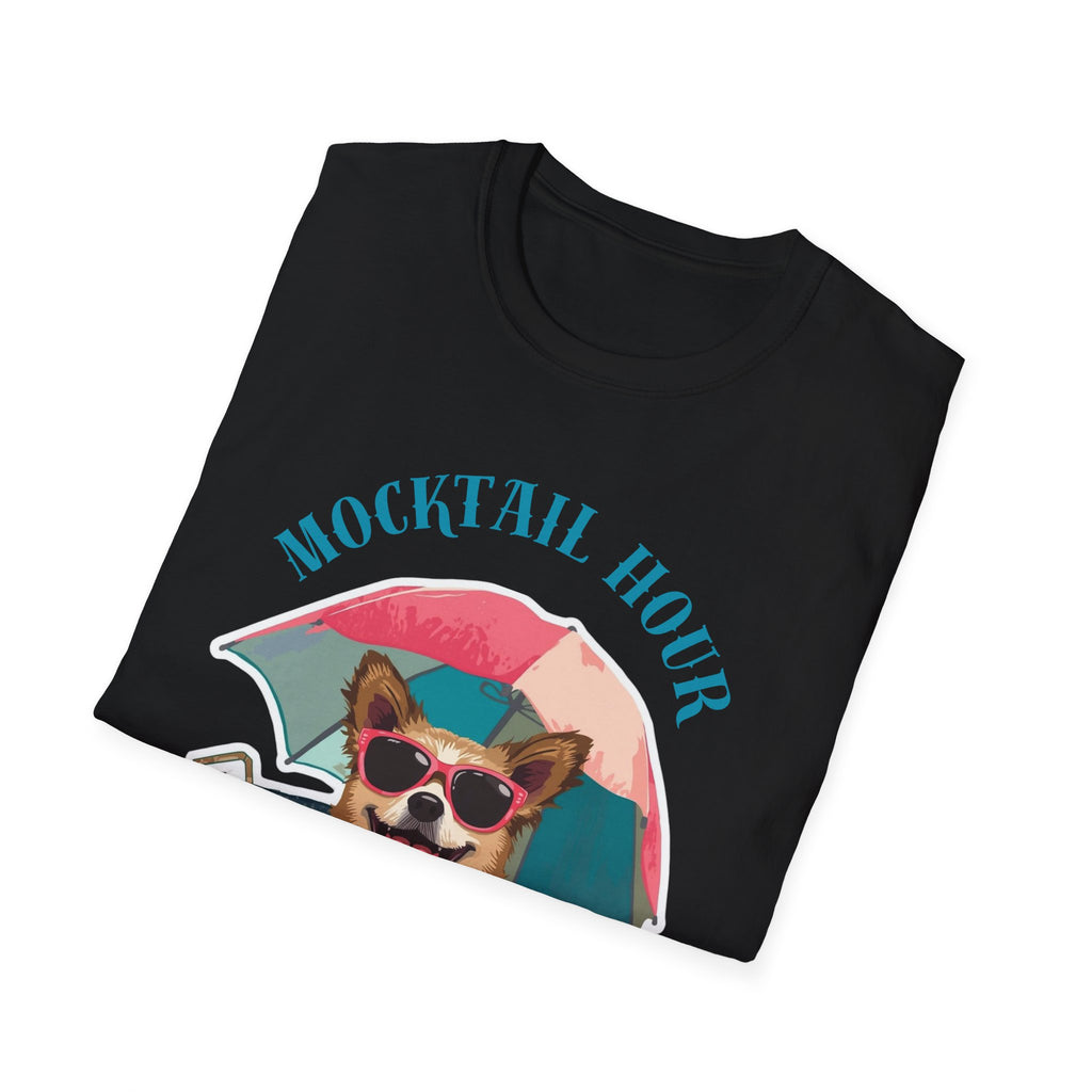 Mocktail Hour PUPPY Tshirt— Cute Corgi Beach Graphic Crewneck