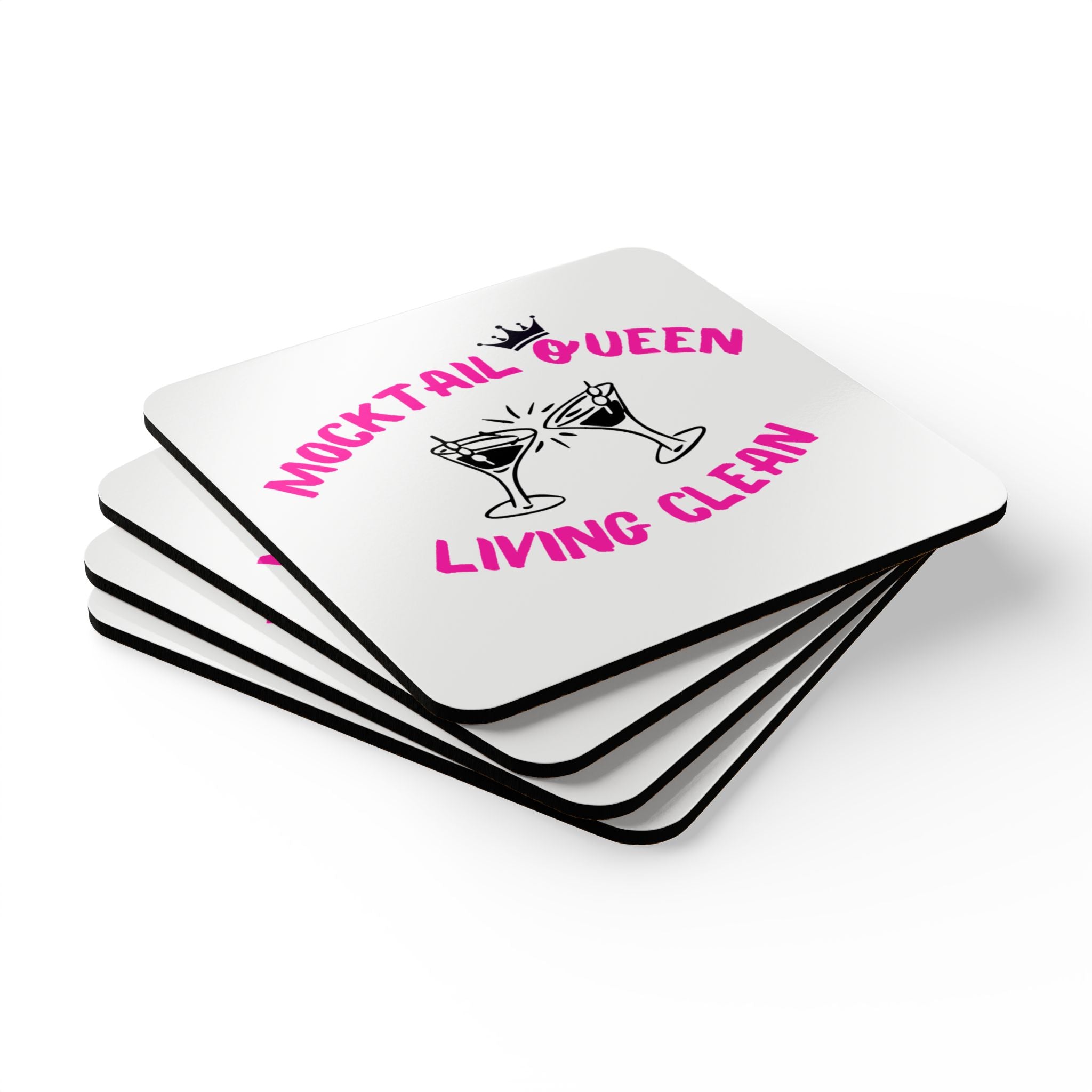 4 Mocktail Queen Corkwood Coaster Set