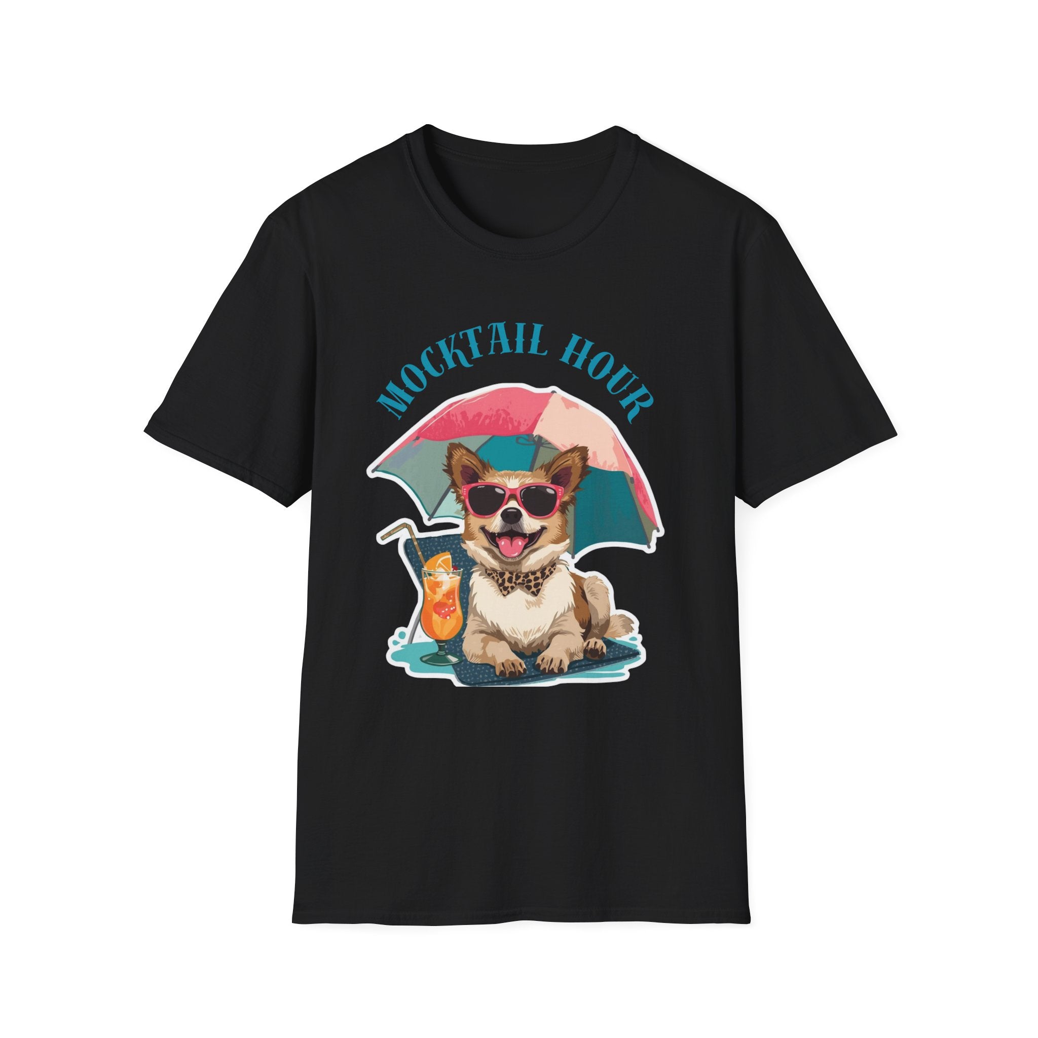 Mocktail Hour PUPPY Tshirt— Cute Corgi Beach Graphic Crewneck