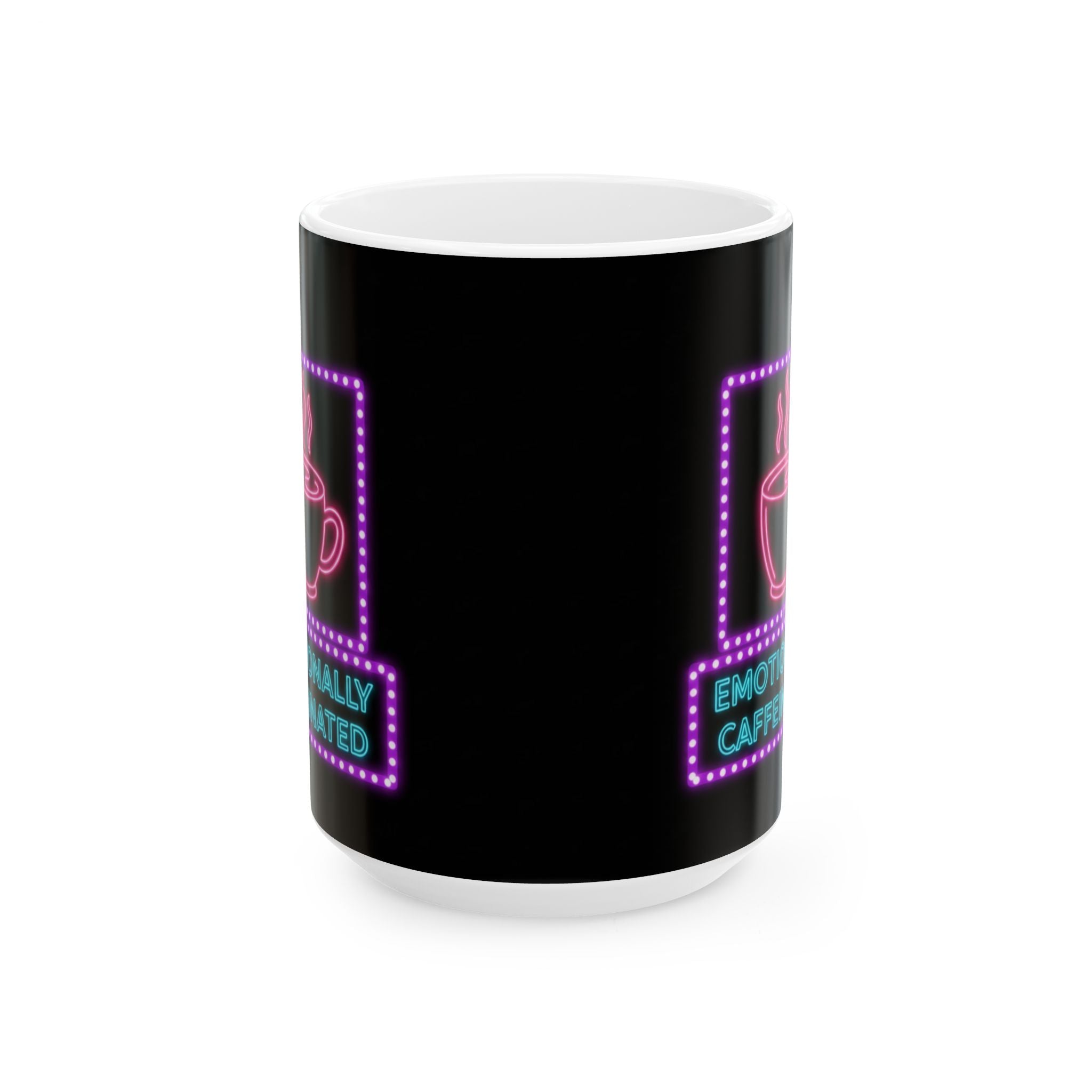 Neon 'Emotionally Caffeinated' Ceramic Mug (11oz & 15oz)
