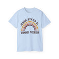 Distressed High Fives & Good Vibes Rainbow Tee