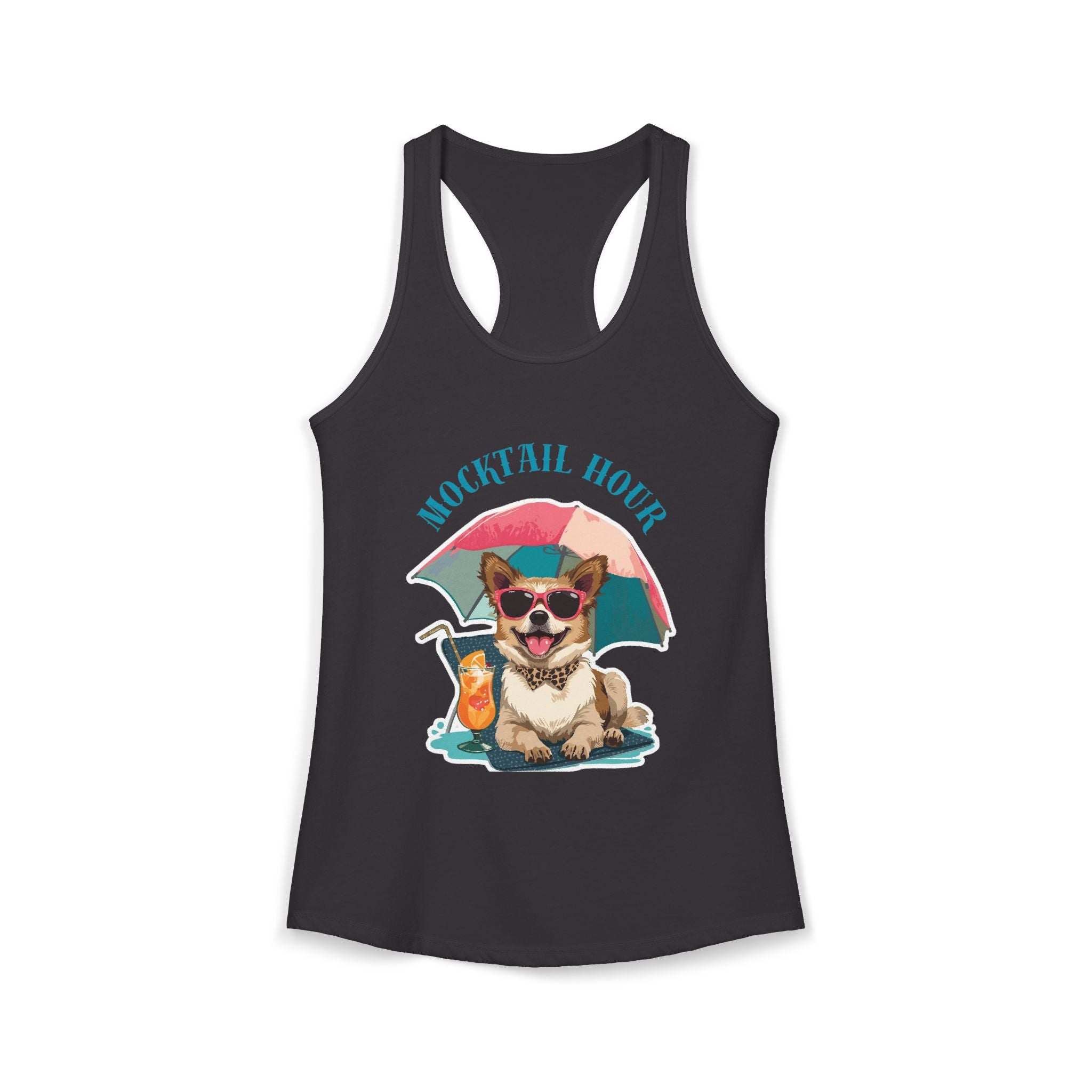 Mocktail Hour PUPPY Tank Racerbback — Cute Corgi Beach Graphic Crewneck