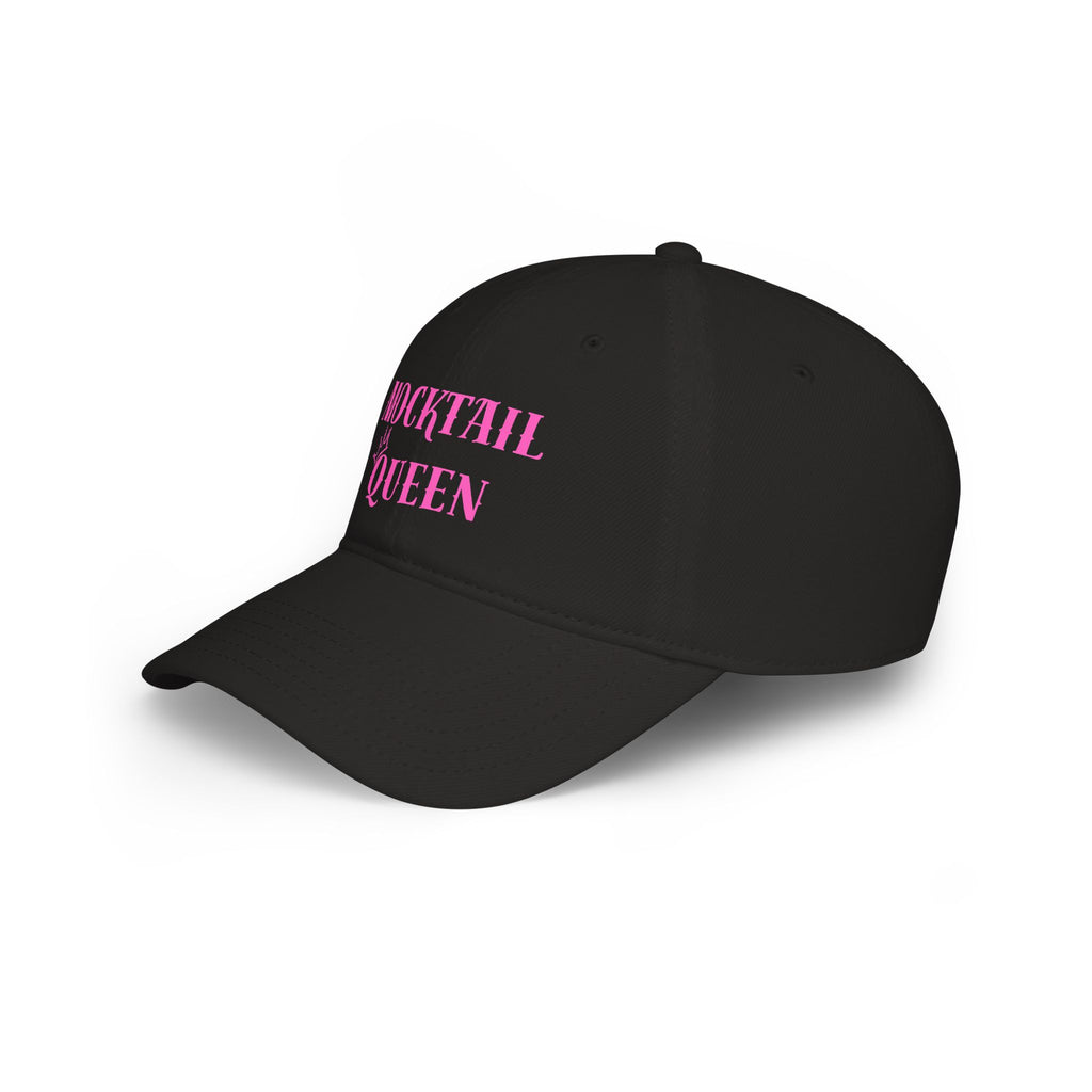 Mocktail Queen Baseball Cap — Pink Text Low Profile Hat for Sober & Non-Alcoholic Celebrations