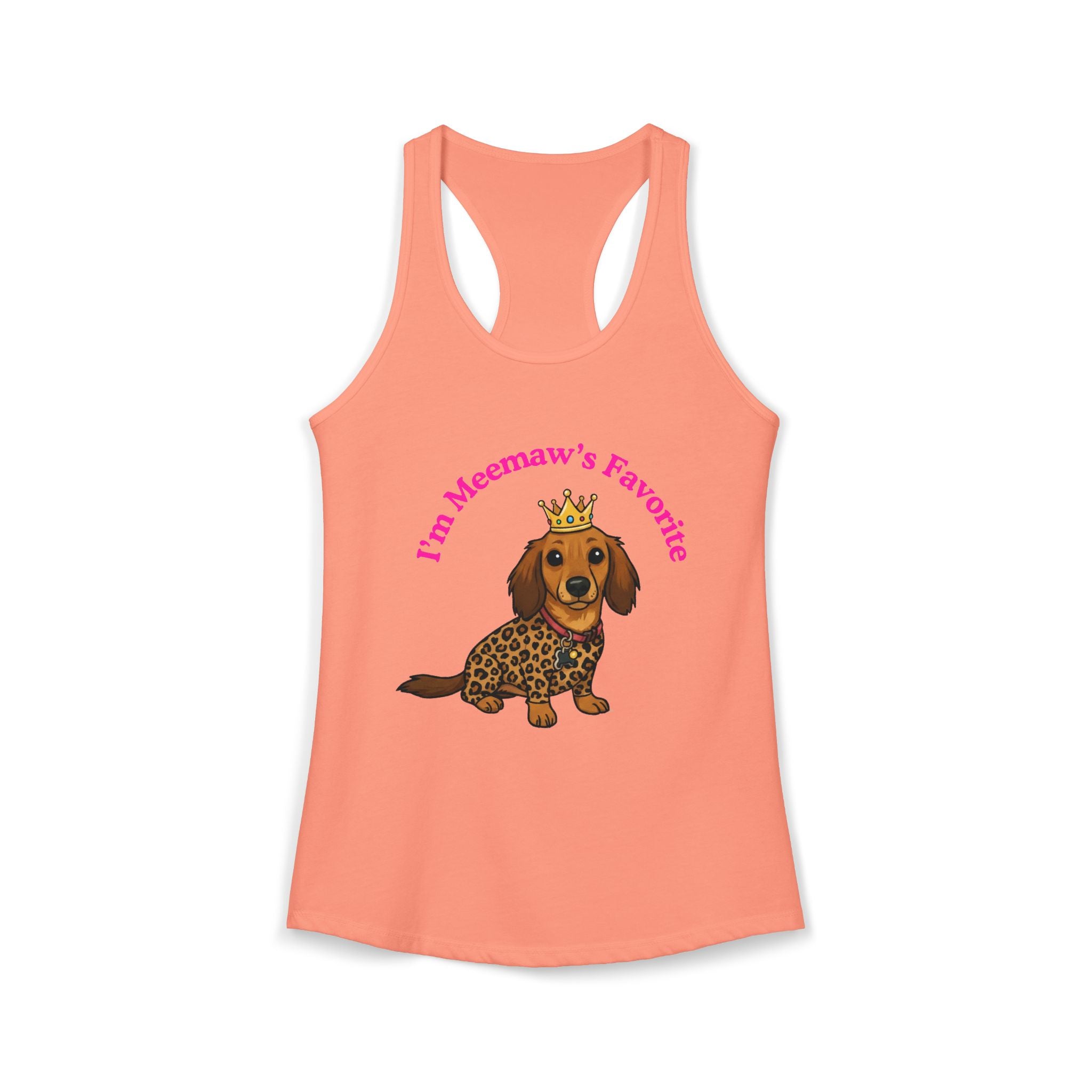 Meemaw’s Favorite Dachshund Leopard Crown Racerback Tanktop for women